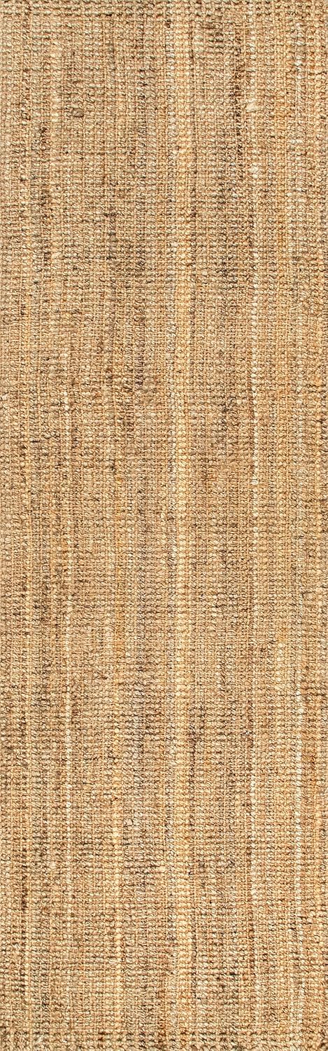 Nuloom Ashli Hand Woven, Natural, 2'6" x 12', Farmhouse, Jute, Soft and Textured, High Traffic, Stain Resistant, Easy Clean, Durable Runner for Bedroom, Living Room, Dining, Den, Foyer, Entryway
