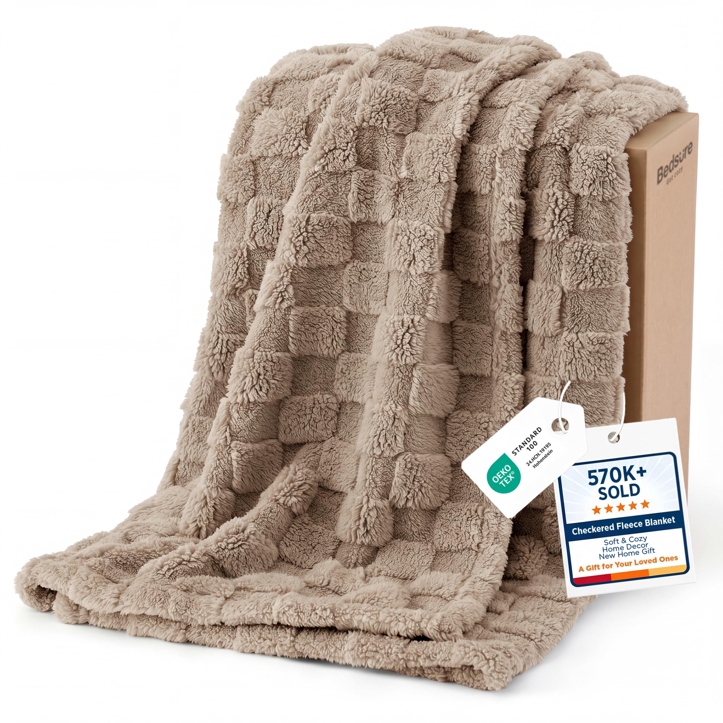 Bedsure GentleSoft Sage Green Throw Blanket for Couch - Checkered Fleece Mothers Gifts Day Blankets, Cute Soft Cozy Spring Summer Throw for Bedroom Home Decor Gifts for Girls, 50x60 Inches