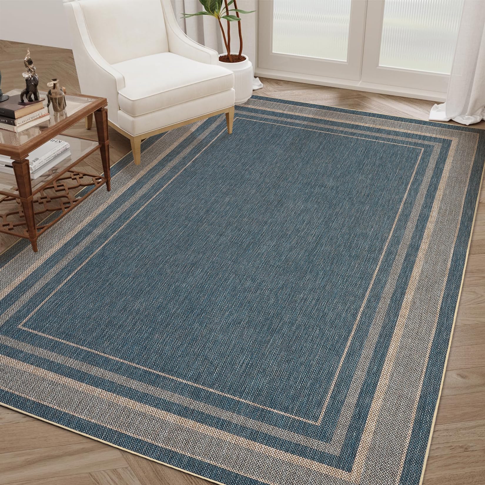 2x6 Runner Rug for Hallway Modern Solid Washable Kitchen Rugs Non Slip Outdoor Patio Runner Rugs Indoor Outdoor Easy Jute Rug Neutral Easy Jute Runners for Porch Entryway Living Room Bedroom, Natural