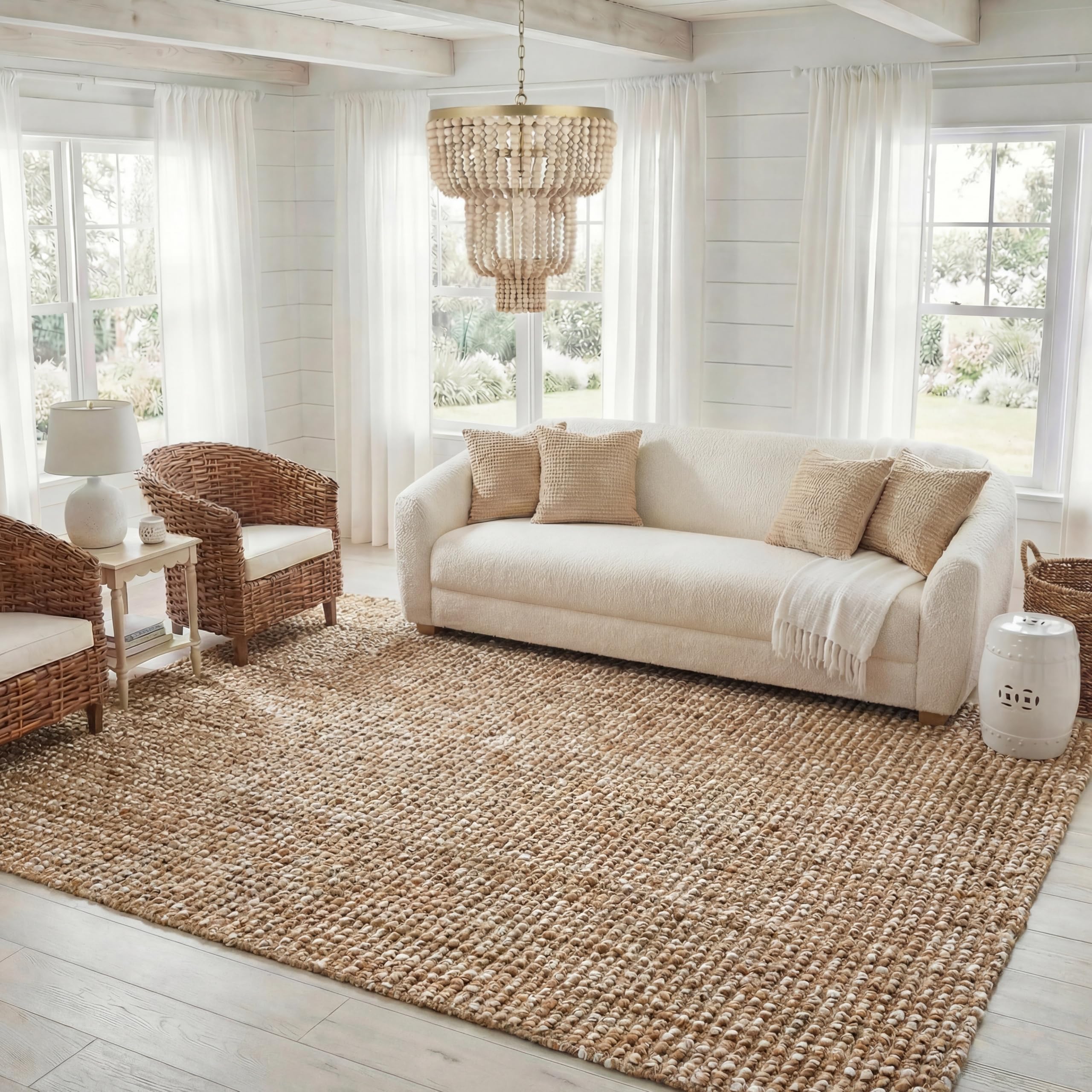 SAFAVIEH Natural Fiber Collection Runner Rug - 2'6" x 6', Natural Brown, Handmade Jute, Farmhouse Style, Chunky Textured Thick Pile (NF447A)
