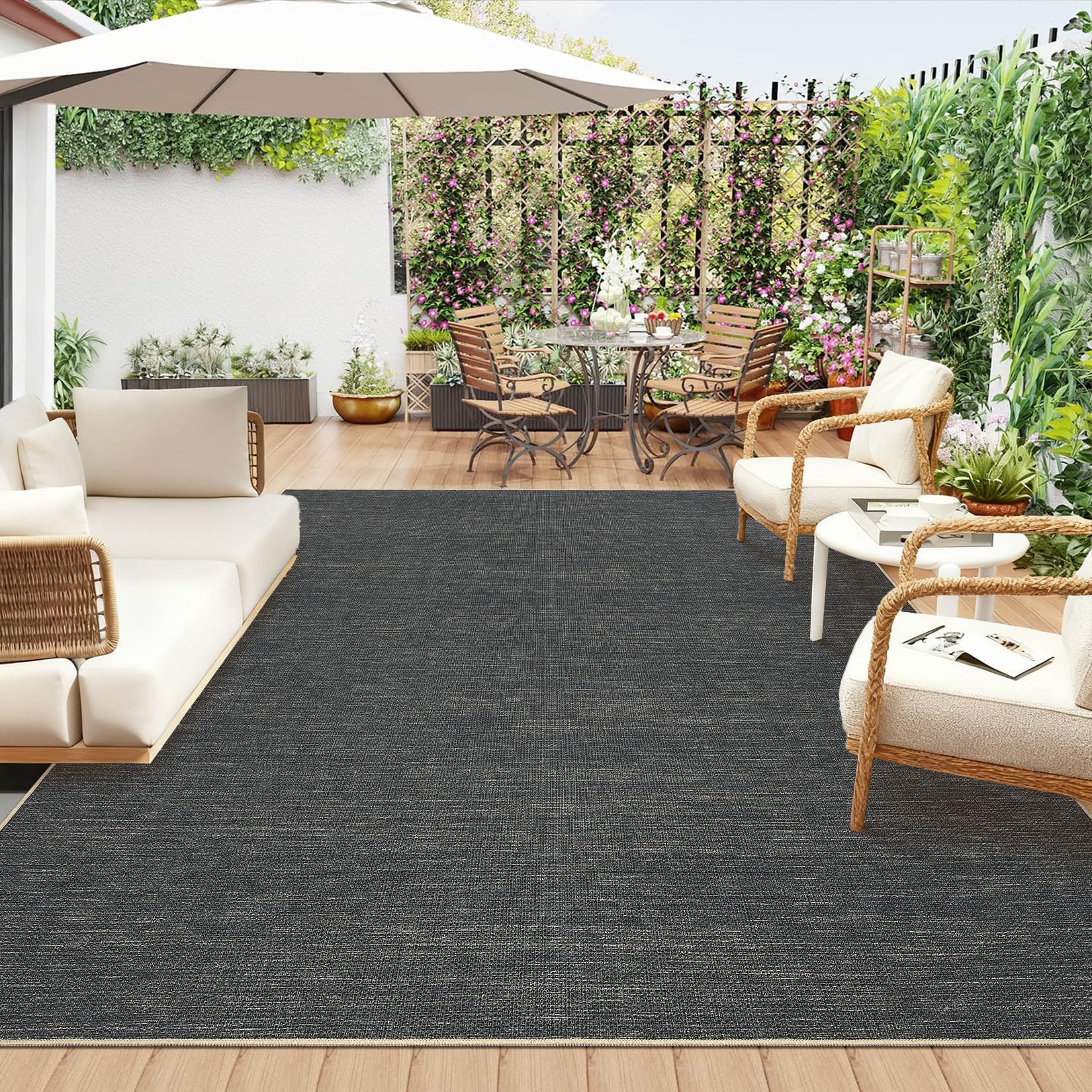 2x6 Runner Rug for Hallway Modern Solid Washable Kitchen Rugs Non Slip Outdoor Patio Runner Rugs Indoor Outdoor Easy Jute Rug Neutral Easy Jute Runners for Porch Entryway Living Room Bedroom, Natural