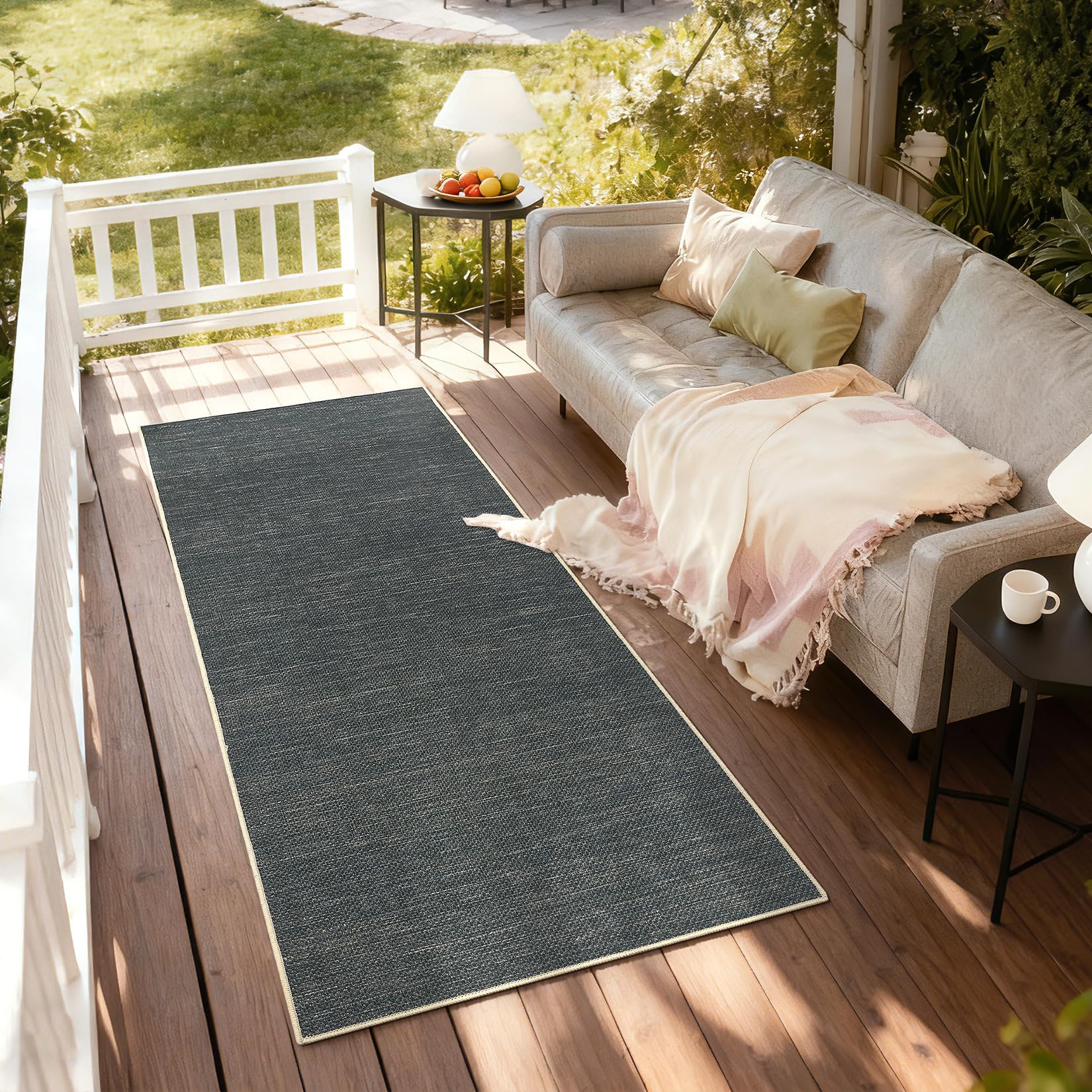 2x6 Runner Rug for Hallway Modern Solid Washable Kitchen Rugs Non Slip Outdoor Patio Runner Rugs Indoor Outdoor Easy Jute Rug Neutral Easy Jute Runners for Porch Entryway Living Room Bedroom, Natural