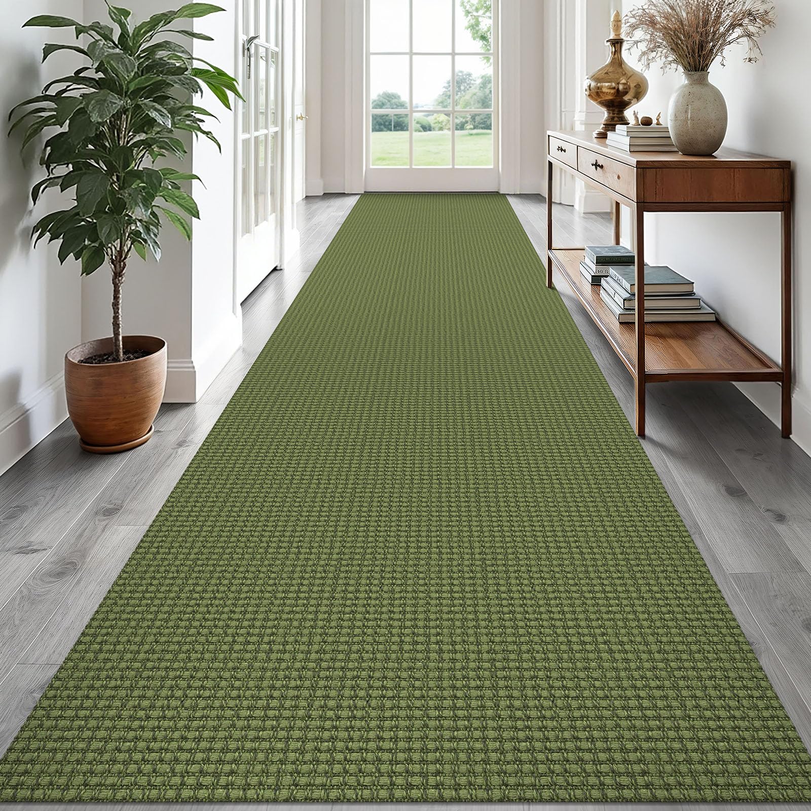 EARTHALL Woven Runner Rug 2x5 Ft Washable Runners for Hallways Cotton Non Slip Rubber Backed Kitchen Runner Braided Indoor Floor Carpet for Entryway, Hallway, Kitchen, Bedroom, Orange/Tan/Brown