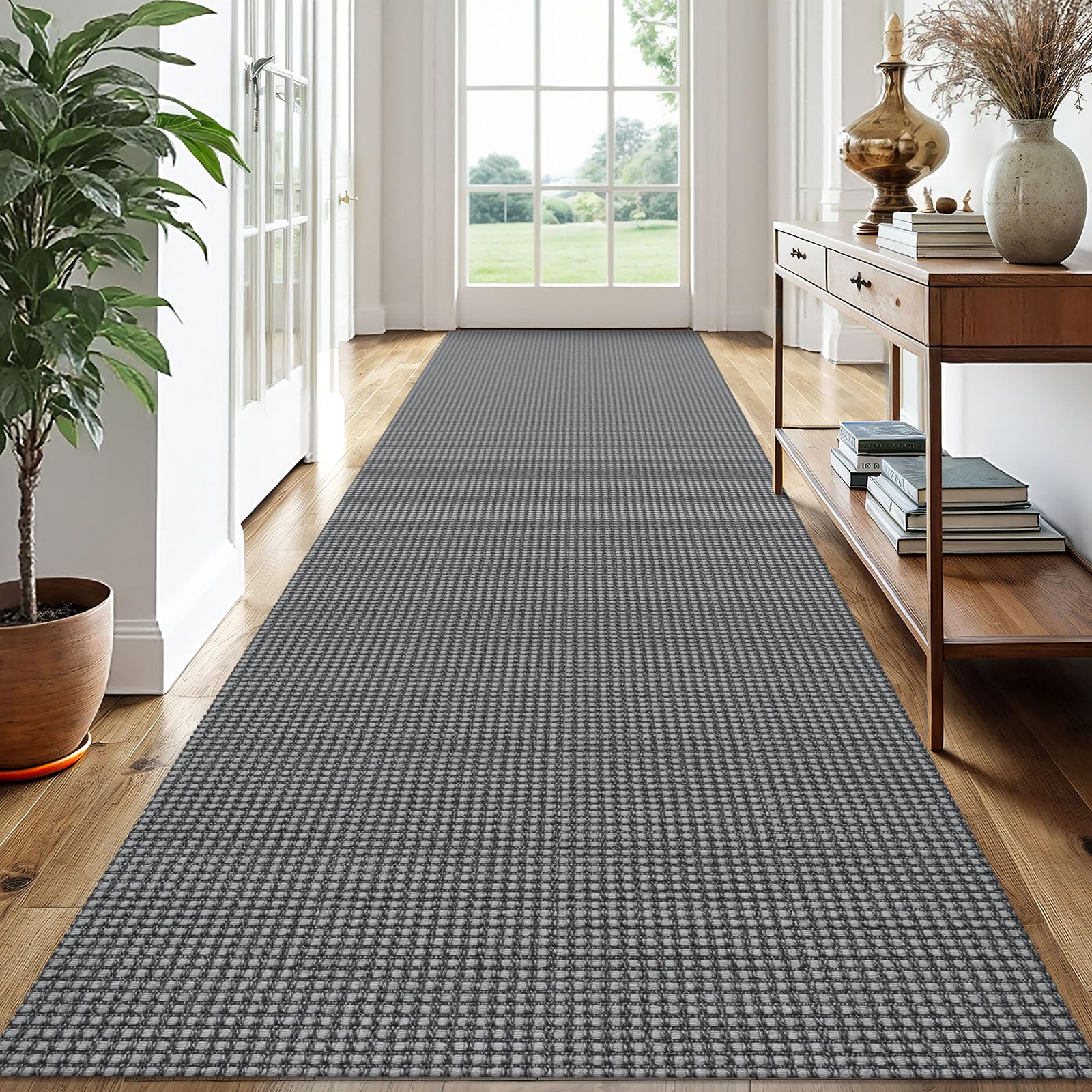 EARTHALL Woven Runner Rug 2x5 Ft Washable Runners for Hallways Cotton Non Slip Rubber Backed Kitchen Runner Braided Indoor Floor Carpet for Entryway, Hallway, Kitchen, Bedroom, Orange/Tan/Brown