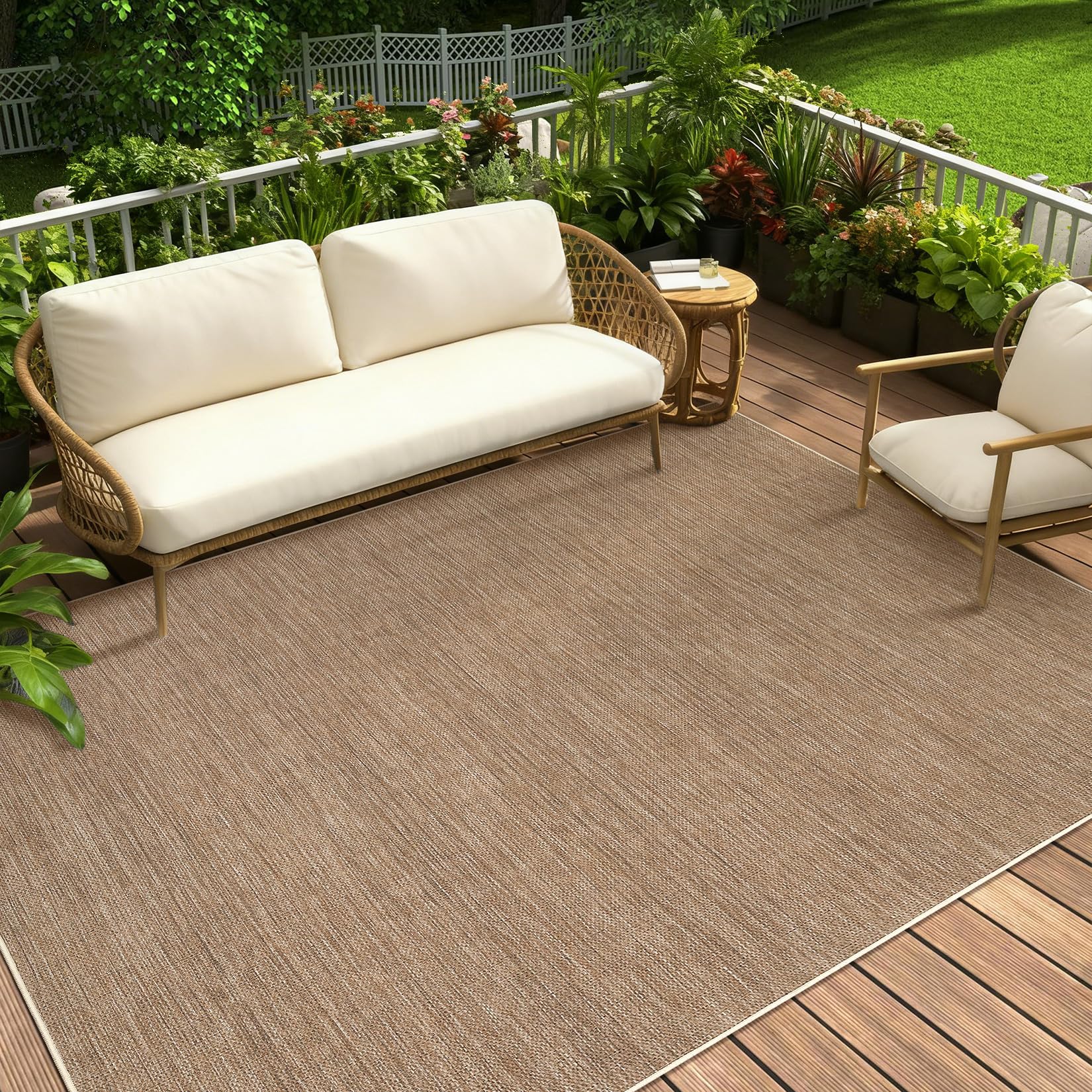 2x6 Runner Rug for Hallway Modern Solid Washable Kitchen Rugs Non Slip Outdoor Patio Runner Rugs Indoor Outdoor Easy Jute Rug Neutral Easy Jute Runners for Porch Entryway Living Room Bedroom, Natural