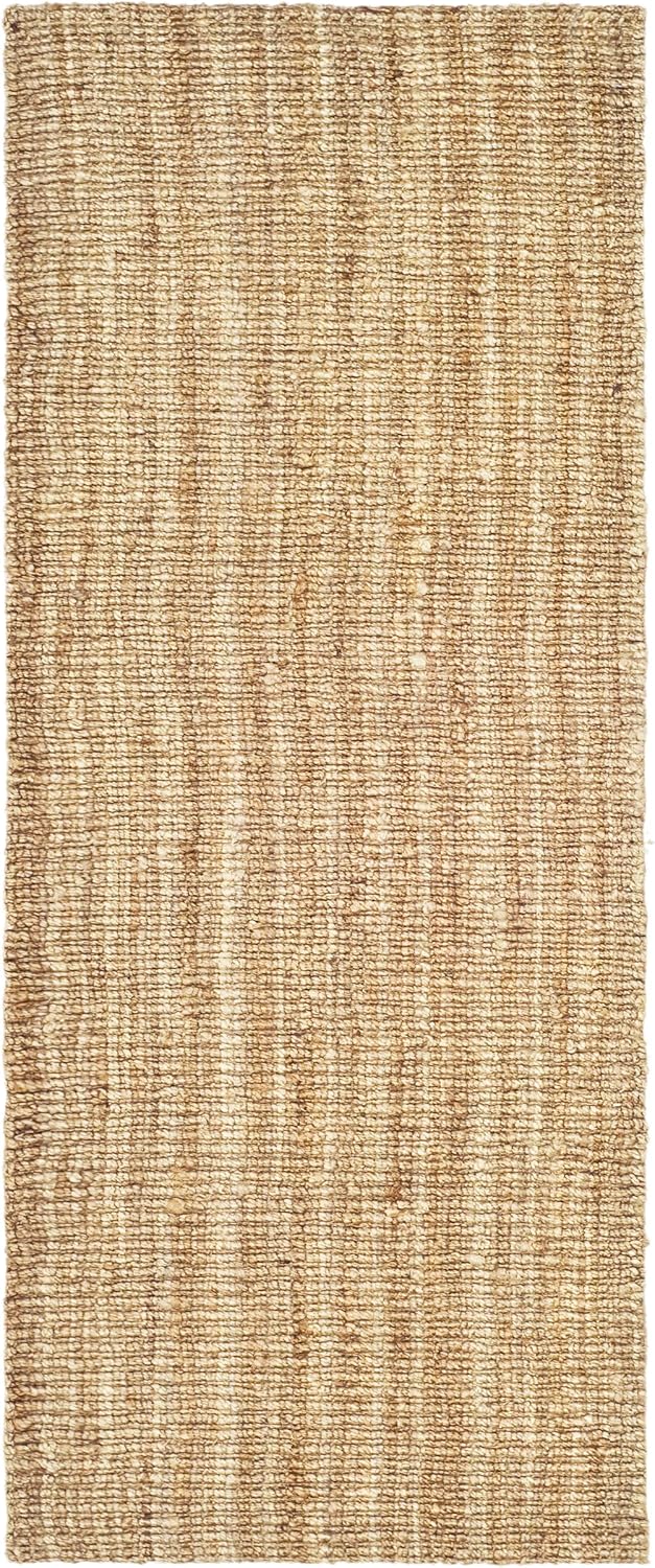 SAFAVIEH Natural Fiber Collection Runner Rug - 2'6" x 6', Natural Brown, Handmade Jute, Farmhouse Style, Chunky Textured Thick Pile (NF447A)