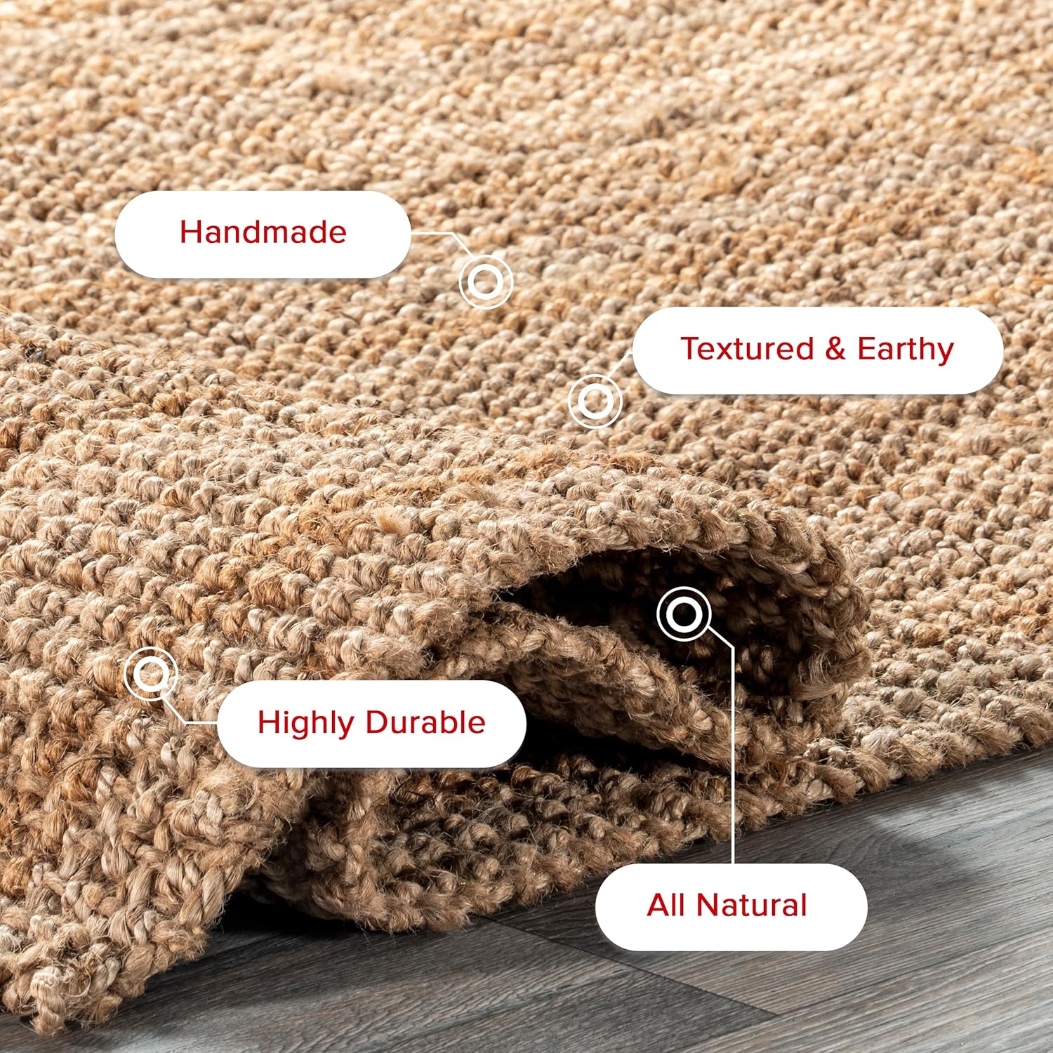 Nuloom Ashli Hand Woven, Natural, 2'6" x 12', Farmhouse, Jute, Soft and Textured, High Traffic, Stain Resistant, Easy Clean, Durable Runner for Bedroom, Living Room, Dining, Den, Foyer, Entryway