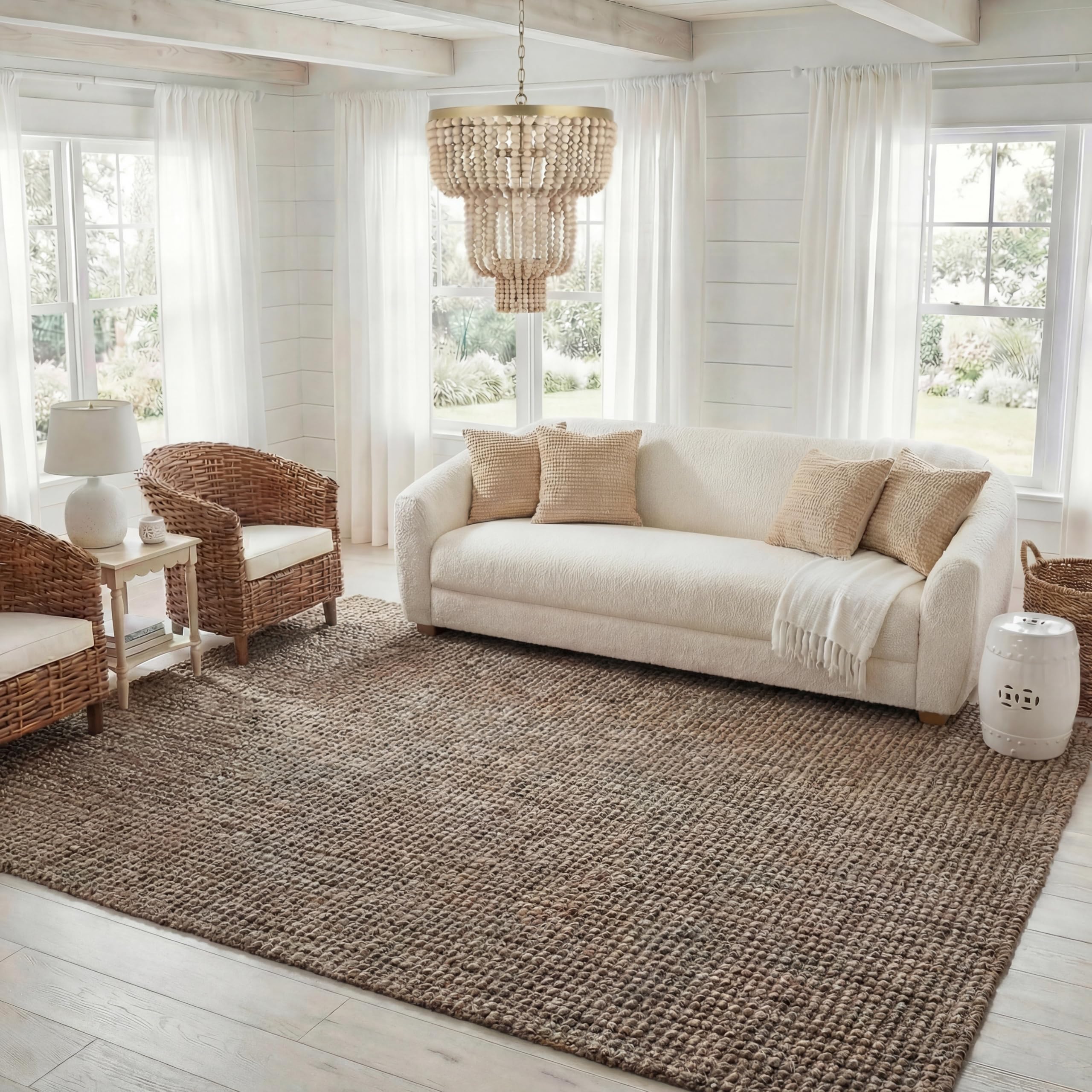 SAFAVIEH Natural Fiber Collection Runner Rug - 2'6" x 6', Natural Brown, Handmade Jute, Farmhouse Style, Chunky Textured Thick Pile (NF447A)