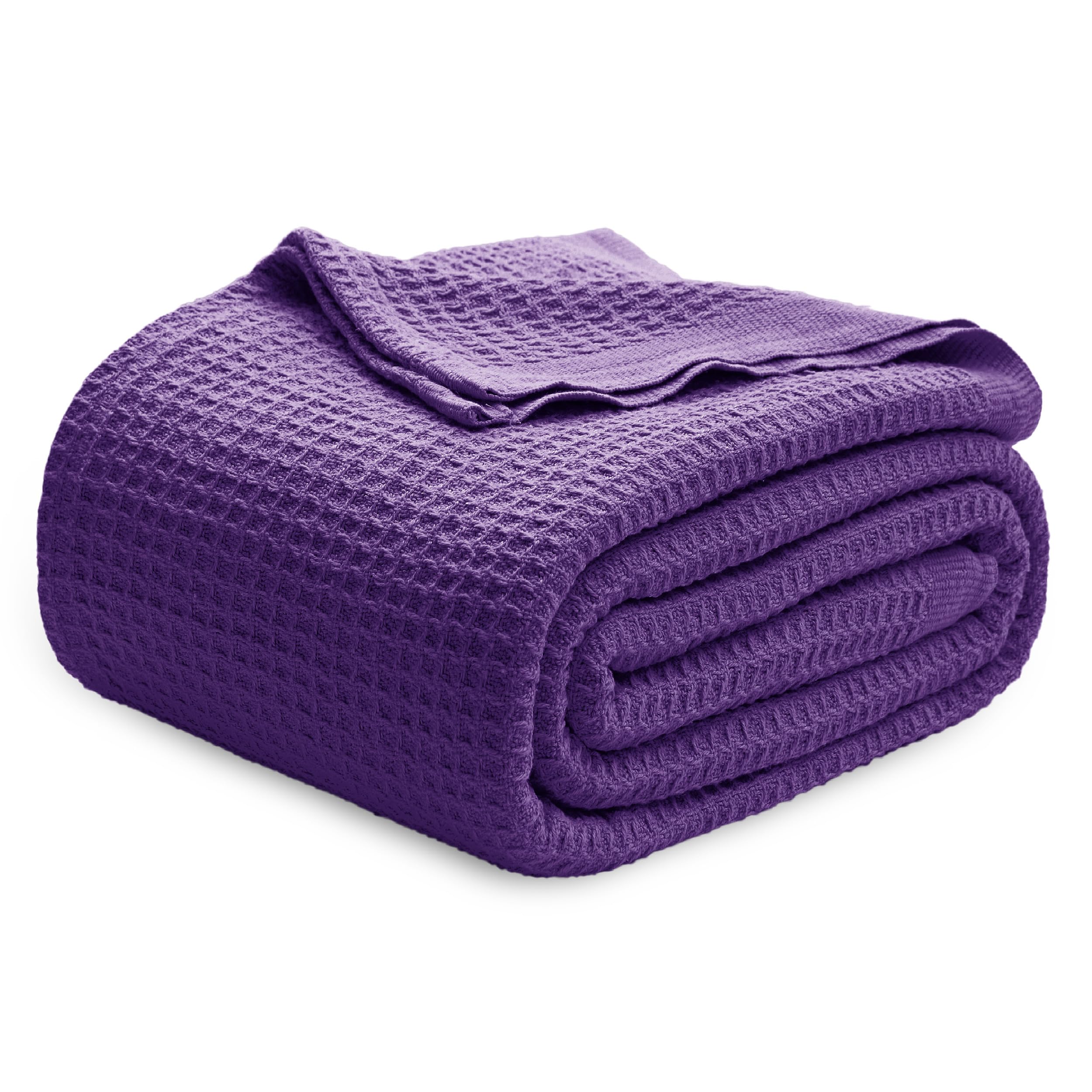 Bedsure Gentlesoft 100% Cotton Blanket Twin XL Size for College Dorm - Cooling Breathable and Soft for Summer, Waffle Weave Twin Blanket for Bed, Dorm Room Essentials, White, 66x90 inches