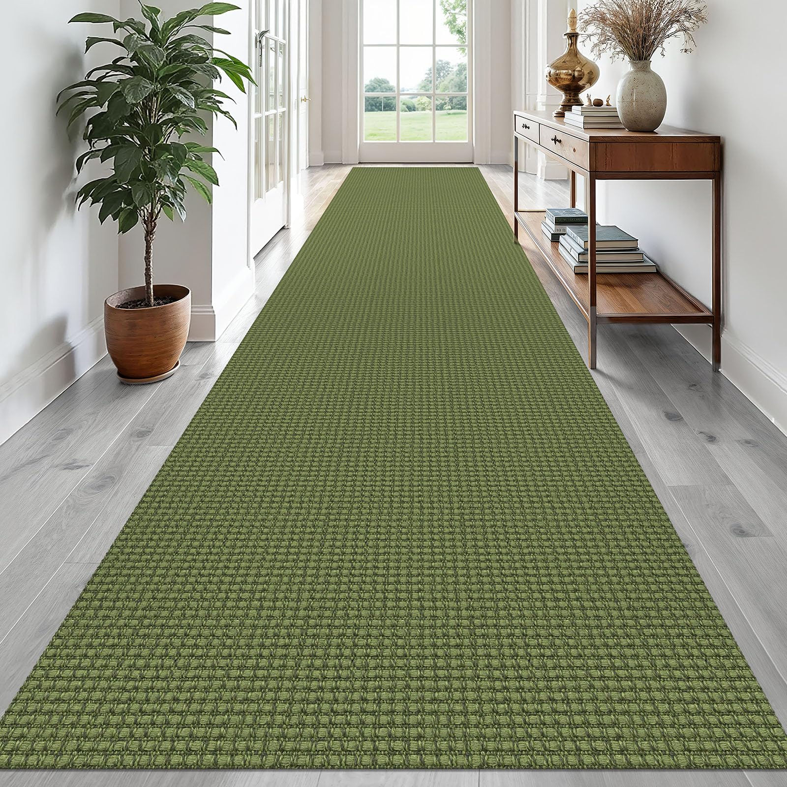 EARTHALL Woven Runner Rug 2x5 Ft Washable Runners for Hallways Cotton Non Slip Rubber Backed Kitchen Runner Braided Indoor Floor Carpet for Entryway, Hallway, Kitchen, Bedroom, Orange/Tan/Brown