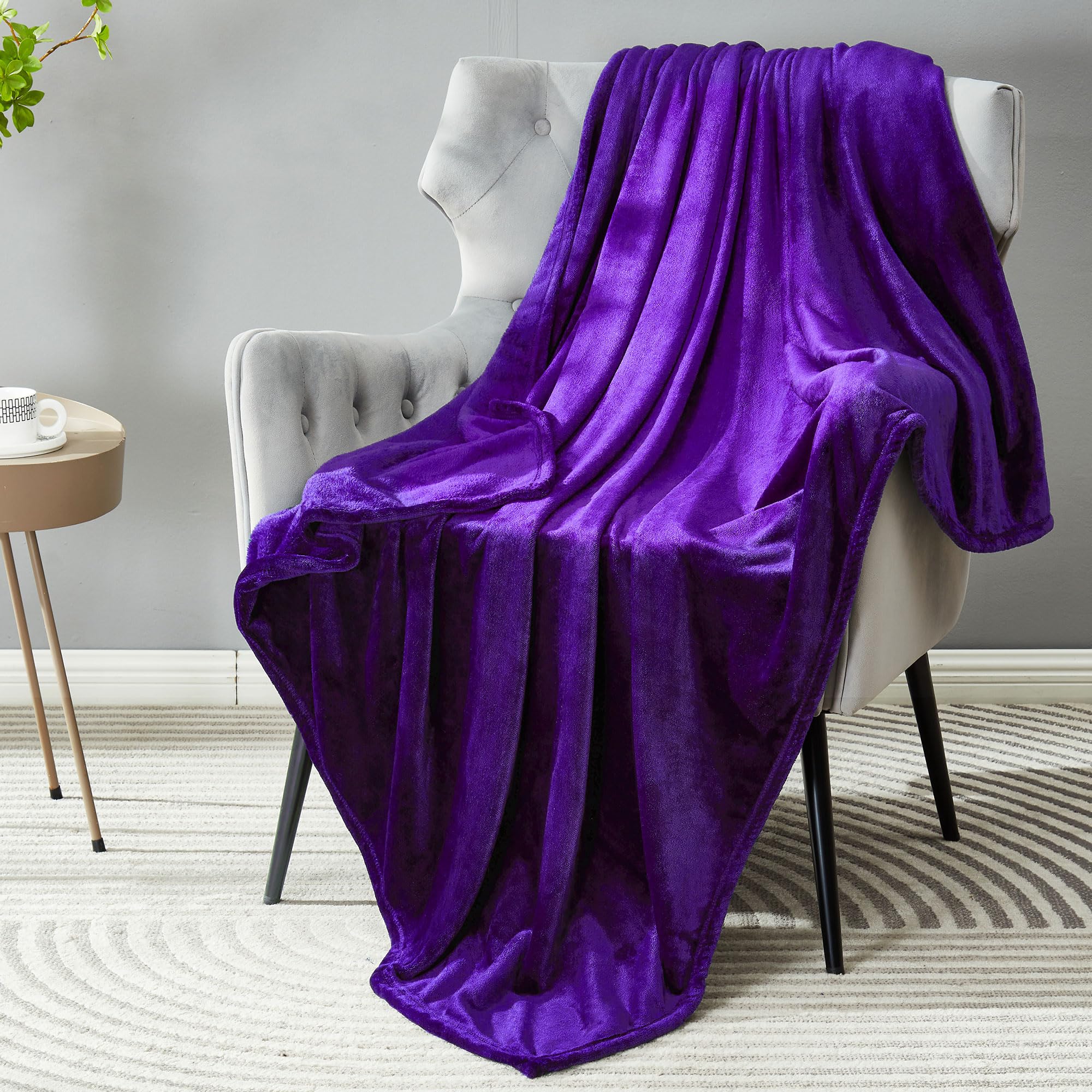 DREAMNINE Super Soft Fuzzy Fleece Throw Blanket for Couch Sofa 50" x 60", Decorative Solid Lightweight Velvet Blanket for Chair, Cozy Accent Shaggy Micro Plush Flannel Blankets for Bedroom Dorm, Peach