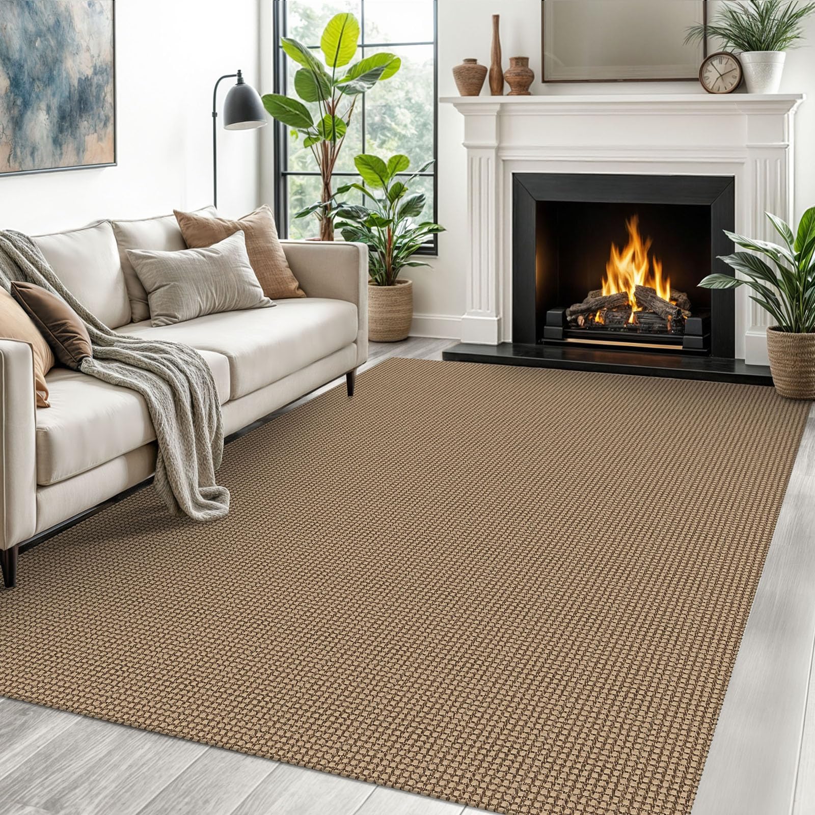 EARTHALL Woven Runner Rug 2x5 Ft Washable Runners for Hallways Cotton Non Slip Rubber Backed Kitchen Runner Braided Indoor Floor Carpet for Entryway, Hallway, Kitchen, Bedroom, Orange/Tan/Brown