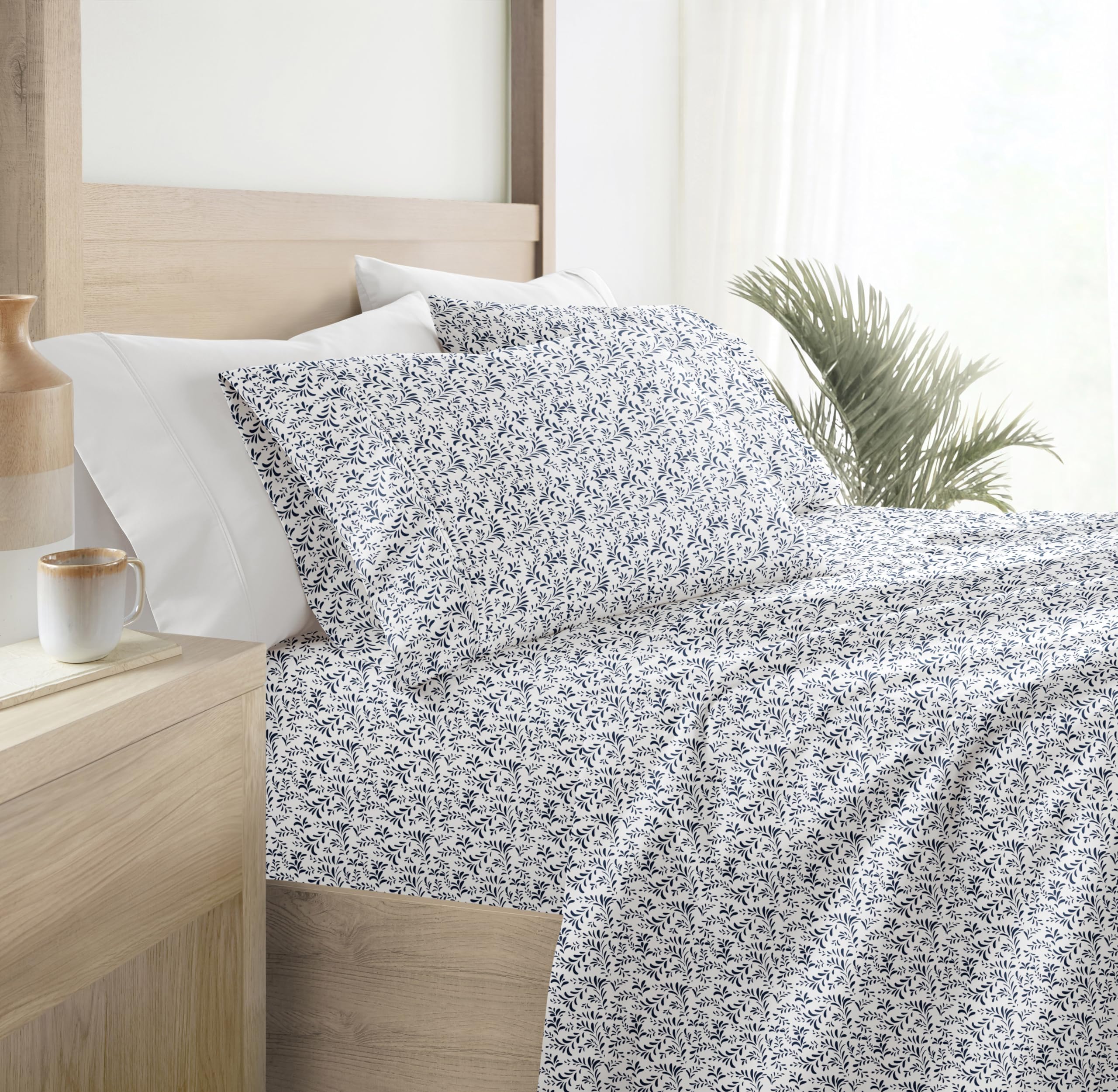 Linen Market 4 Piece Queen Sheet Set - Breathable, Double-Brushed Patterned Cooling Sheets – Oeko-TEX Certified Ultra Soft & Wrinkle-Free 16" Deep-Pocket Queen Sheets - Easy Care Soft Floral Pink