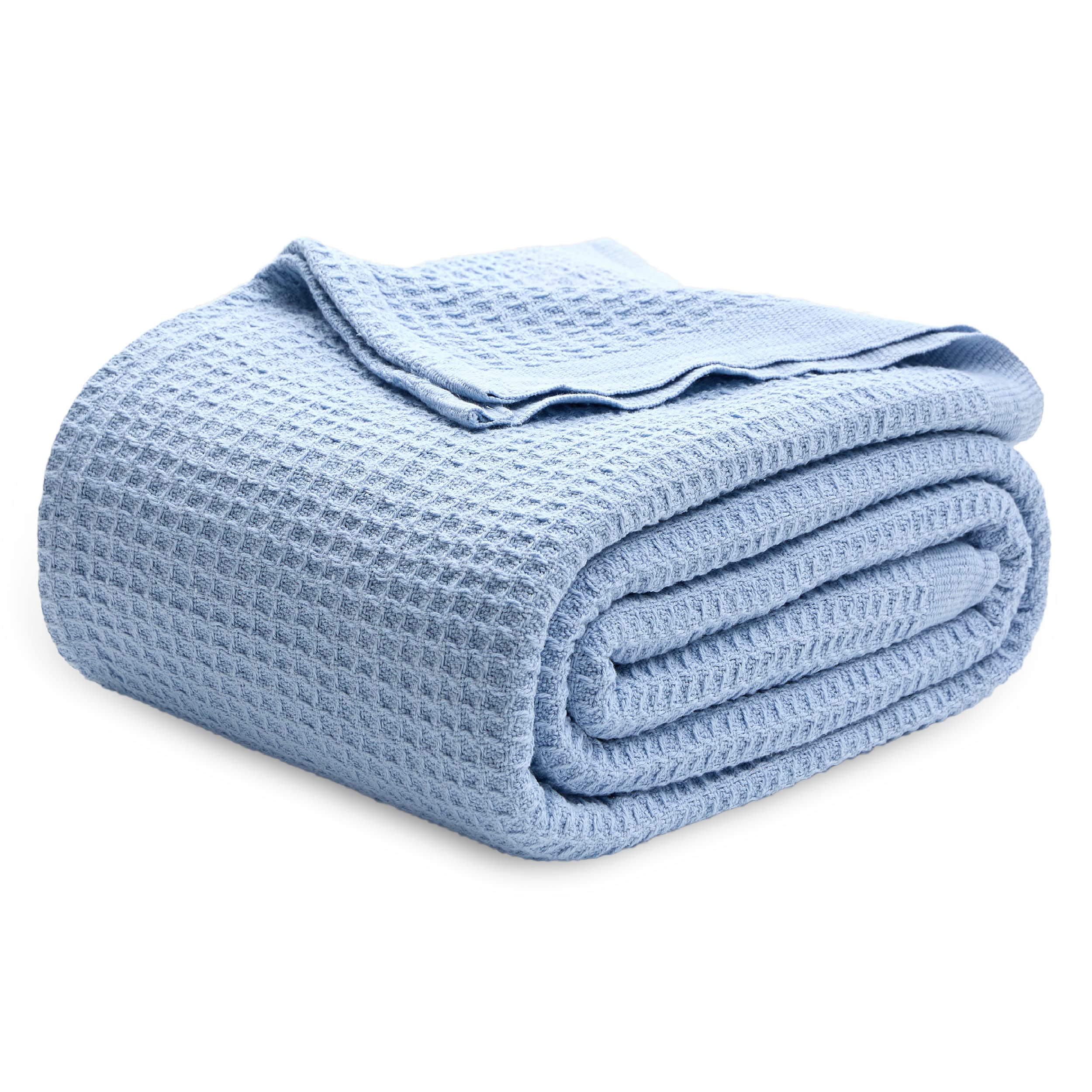 Bedsure Gentlesoft 100% Cotton Blanket Twin XL Size for College Dorm - Cooling Breathable and Soft for Summer, Waffle Weave Twin Blanket for Bed, Dorm Room Essentials, White, 66x90 inches