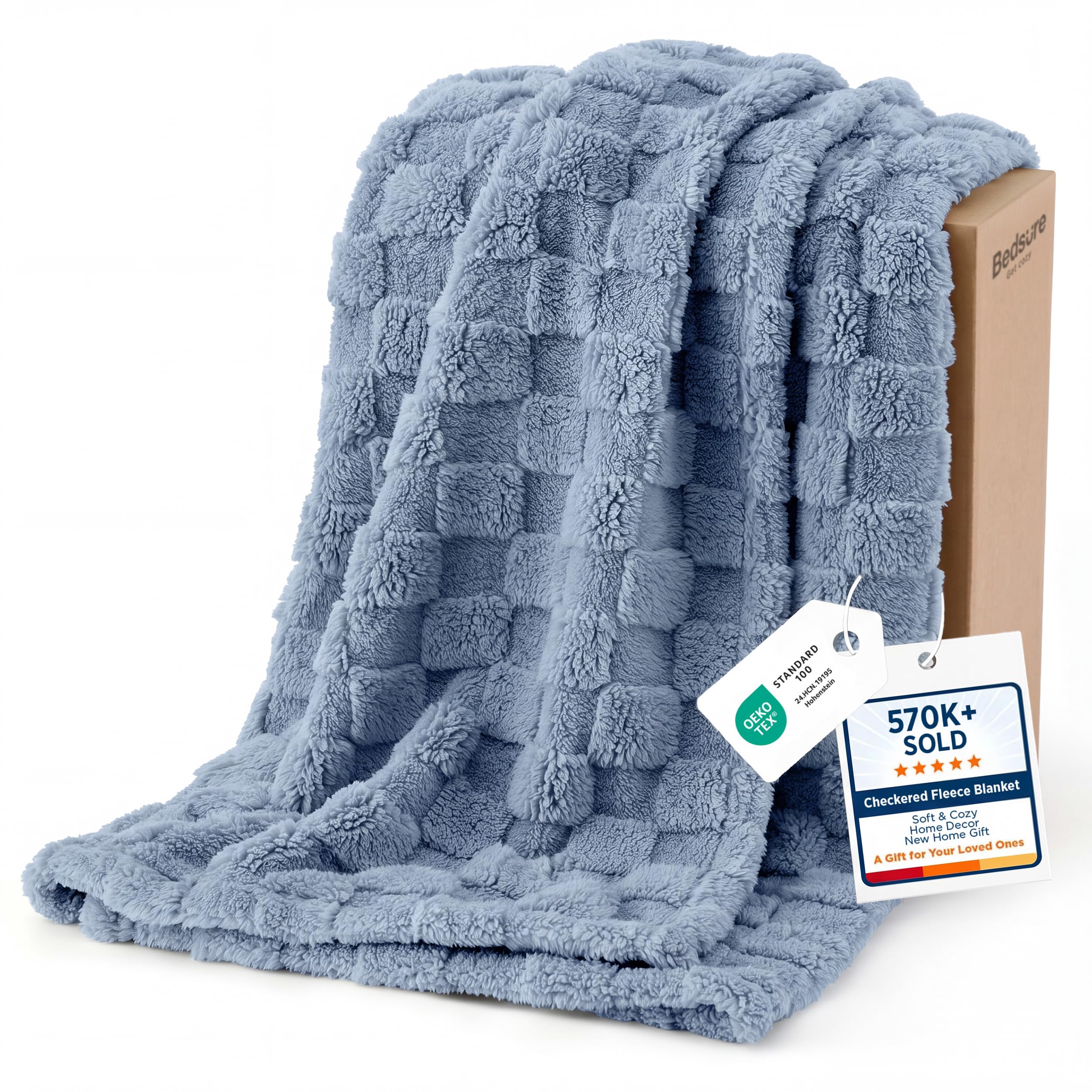 Bedsure GentleSoft Sage Green Throw Blanket for Couch - Checkered Fleece Mothers Gifts Day Blankets, Cute Soft Cozy Spring Summer Throw for Bedroom Home Decor Gifts for Girls, 50x60 Inches
