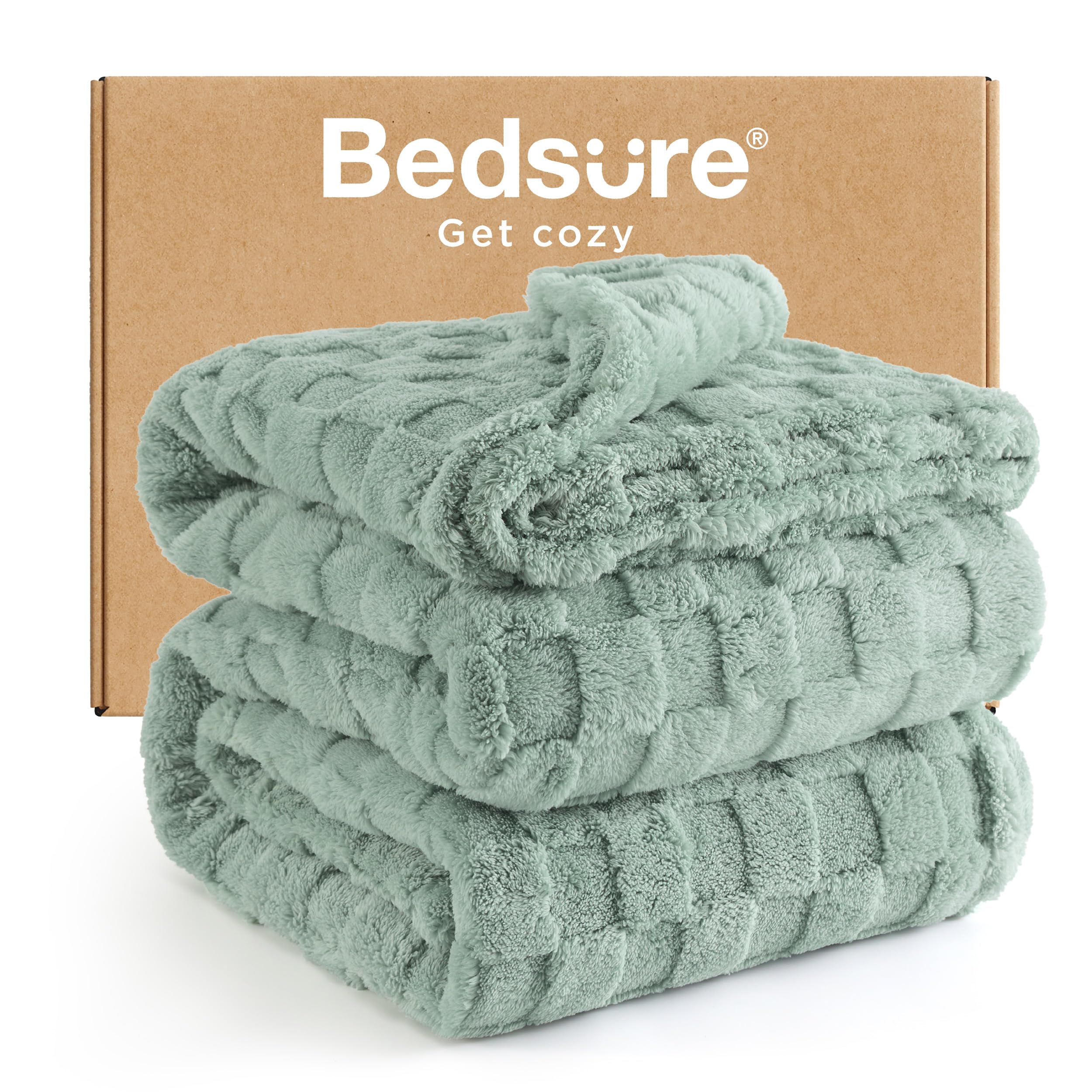 Bedsure GentleSoft Sage Green Throw Blanket for Couch - Checkered Fleece Mothers Gifts Day Blankets, Cute Soft Cozy Spring Summer Throw for Bedroom Home Decor Gifts for Girls, 50x60 Inches