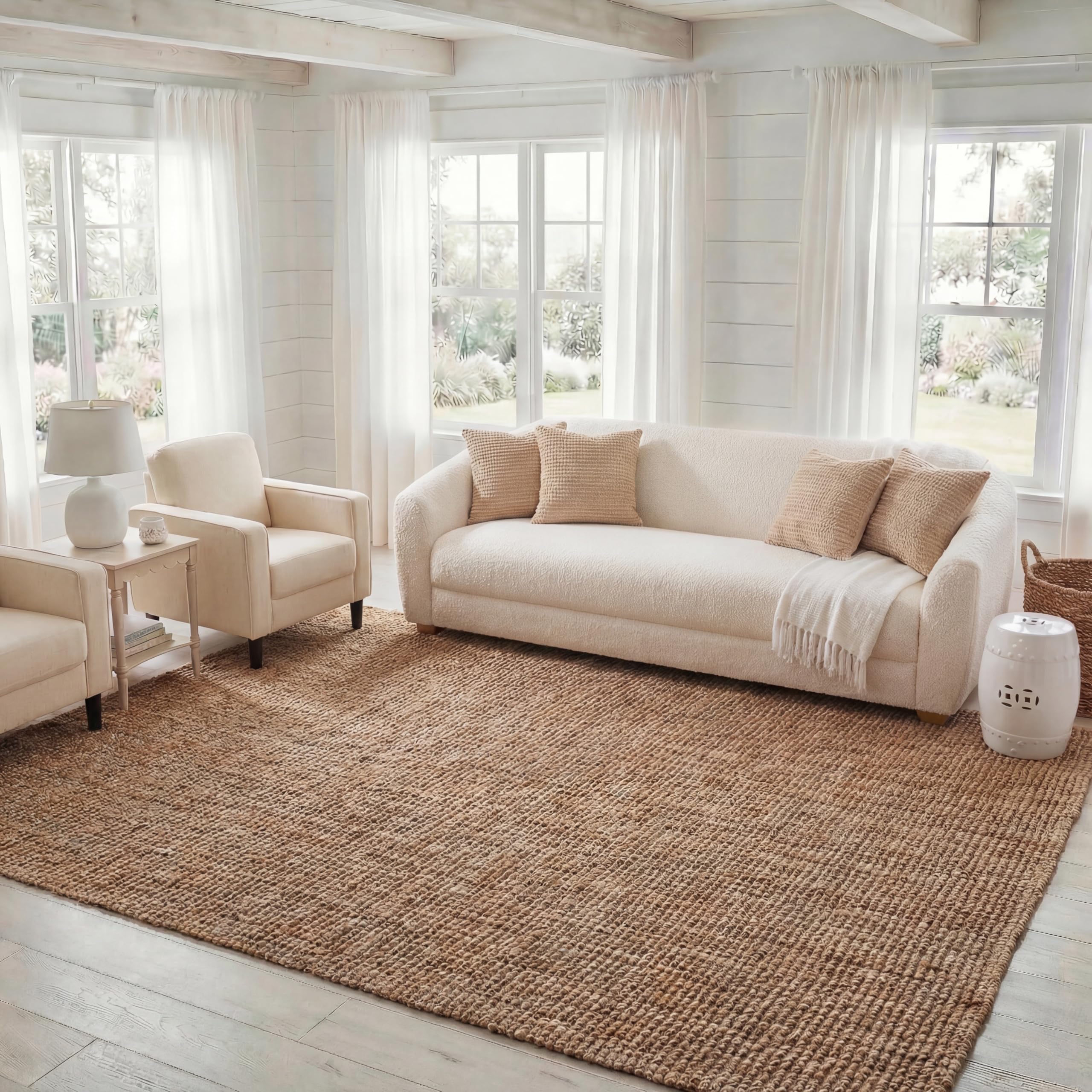 SAFAVIEH Natural Fiber Collection Runner Rug - 2'6" x 6', Natural Brown, Handmade Jute, Farmhouse Style, Chunky Textured Thick Pile (NF447A)