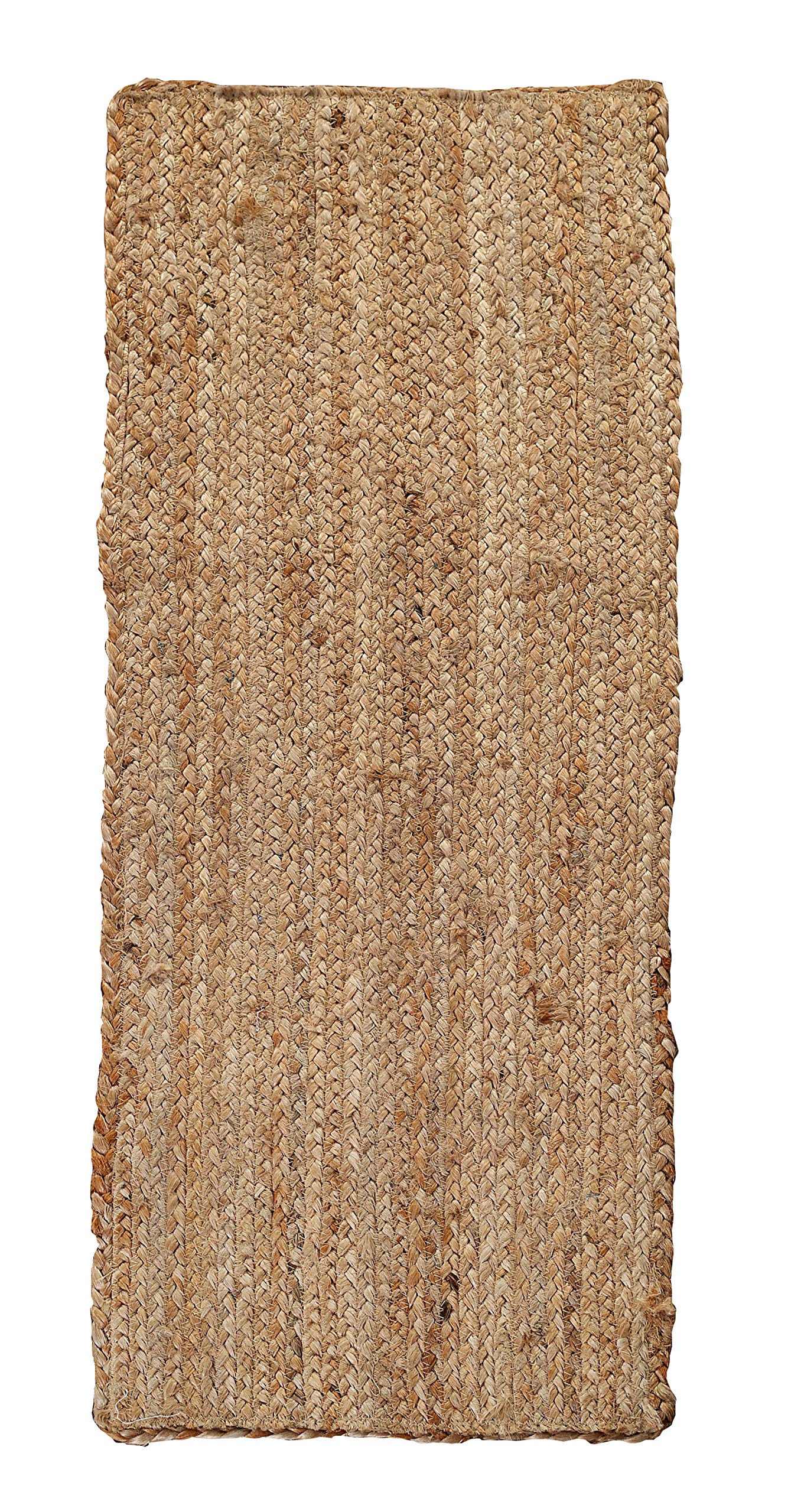 Jute Braided Runner Rug, Natural - 2x6 Feet, Farmhouse Hand Woven Coastal Runners for Hallways, Kitchen, Bedroom, Entry Door | Neutral Boho Beige Floor Carpet for Nursery, Balcony - 24x72 Inches