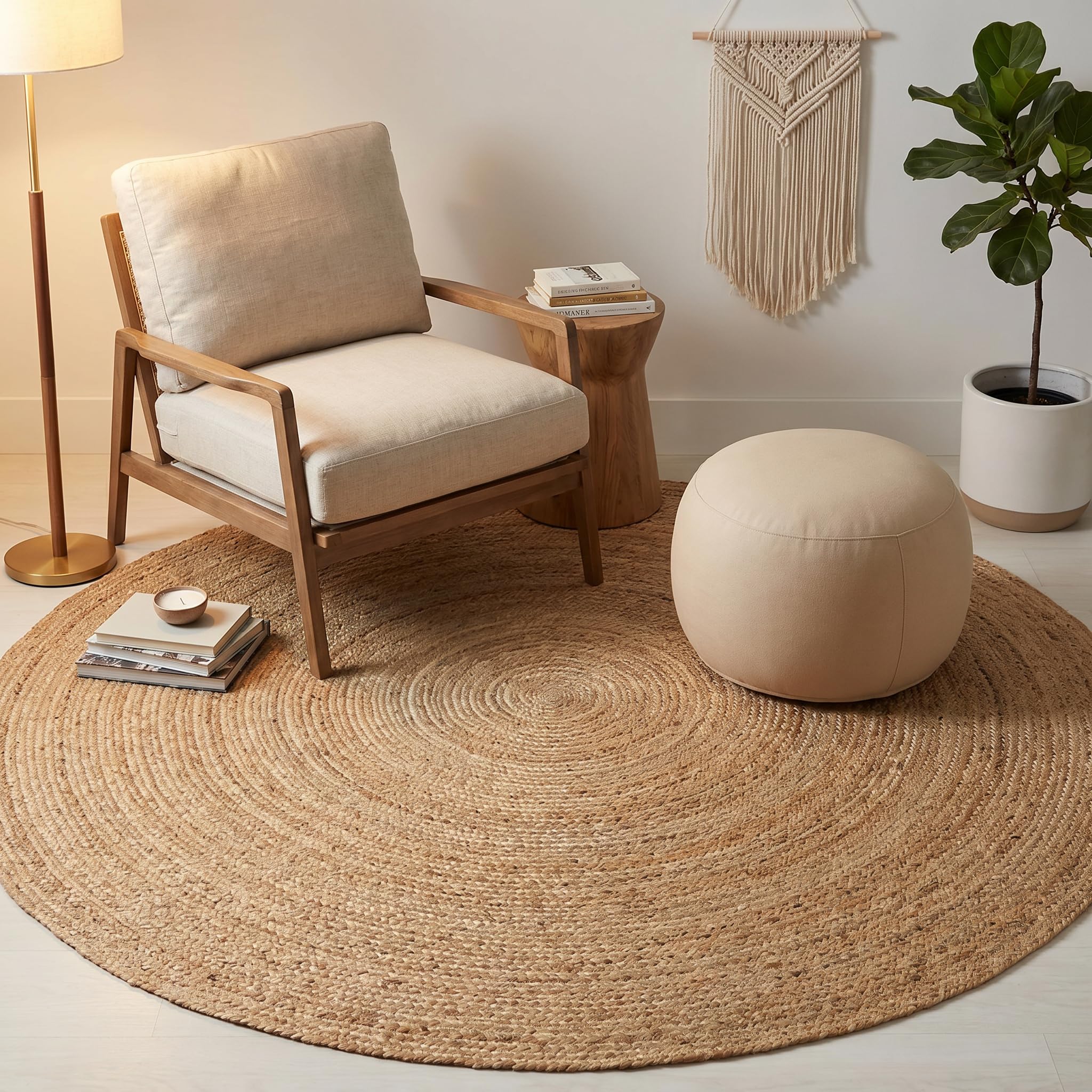 Jute Braided Runner Rug, Natural - 2x6 Feet, Farmhouse Hand Woven Coastal Runners for Hallways, Kitchen, Bedroom, Entry Door | Neutral Boho Beige Floor Carpet for Nursery, Balcony - 24x72 Inches
