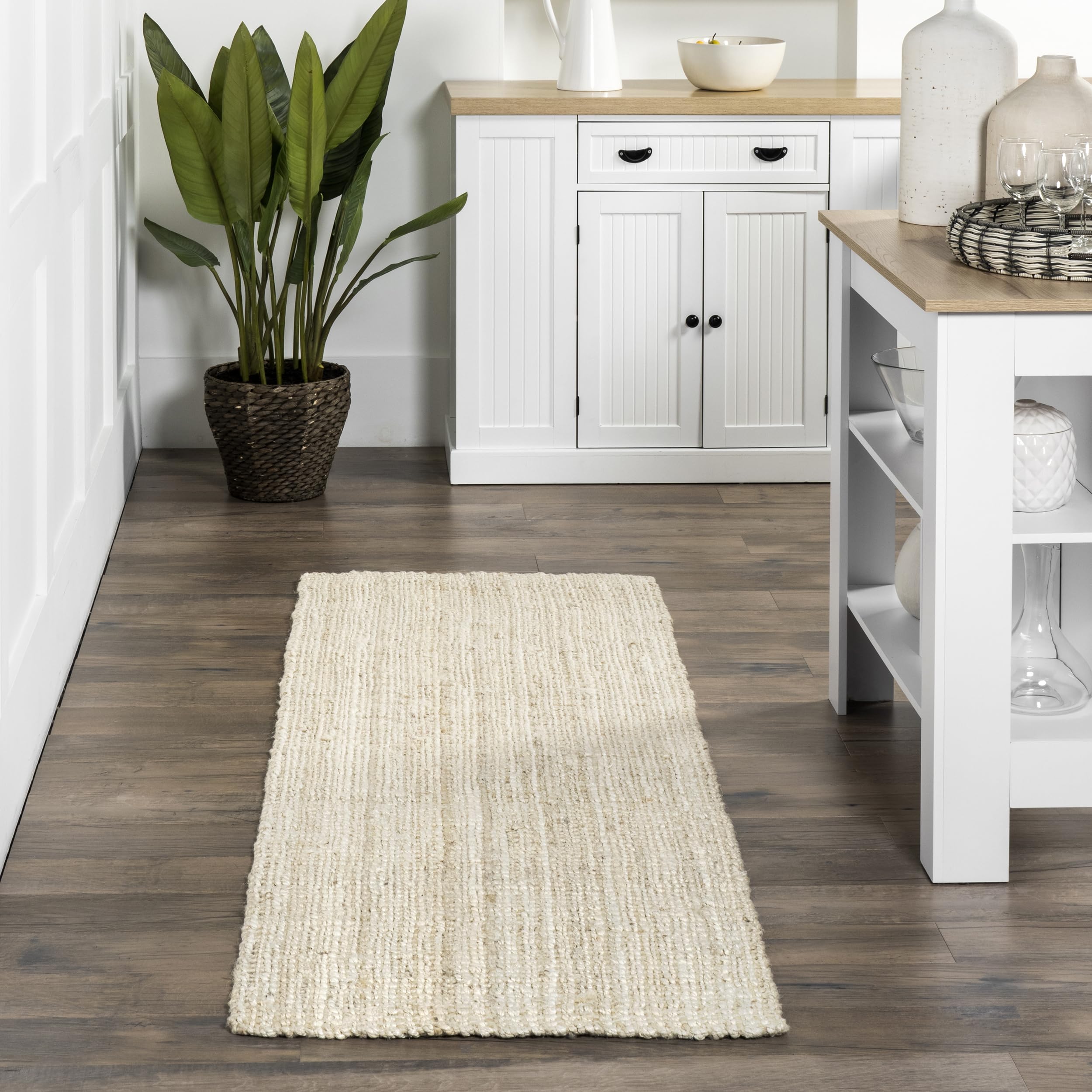 Nuloom Ashli Hand Woven, Natural, 2'6" x 12', Farmhouse, Jute, Soft and Textured, High Traffic, Stain Resistant, Easy Clean, Durable Runner for Bedroom, Living Room, Dining, Den, Foyer, Entryway
