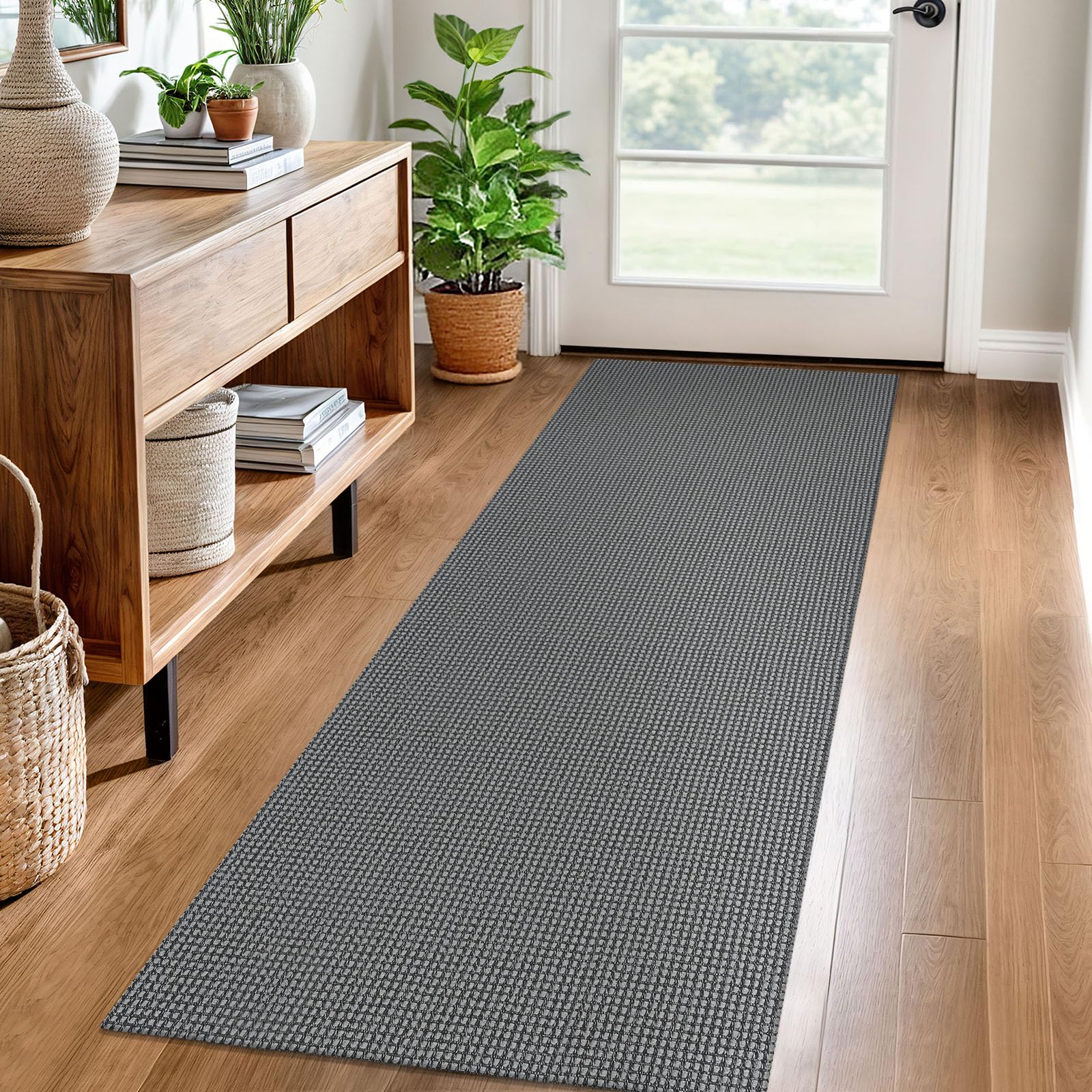EARTHALL Woven Runner Rug 2x5 Ft Washable Runners for Hallways Cotton Non Slip Rubber Backed Kitchen Runner Braided Indoor Floor Carpet for Entryway, Hallway, Kitchen, Bedroom, Orange/Tan/Brown