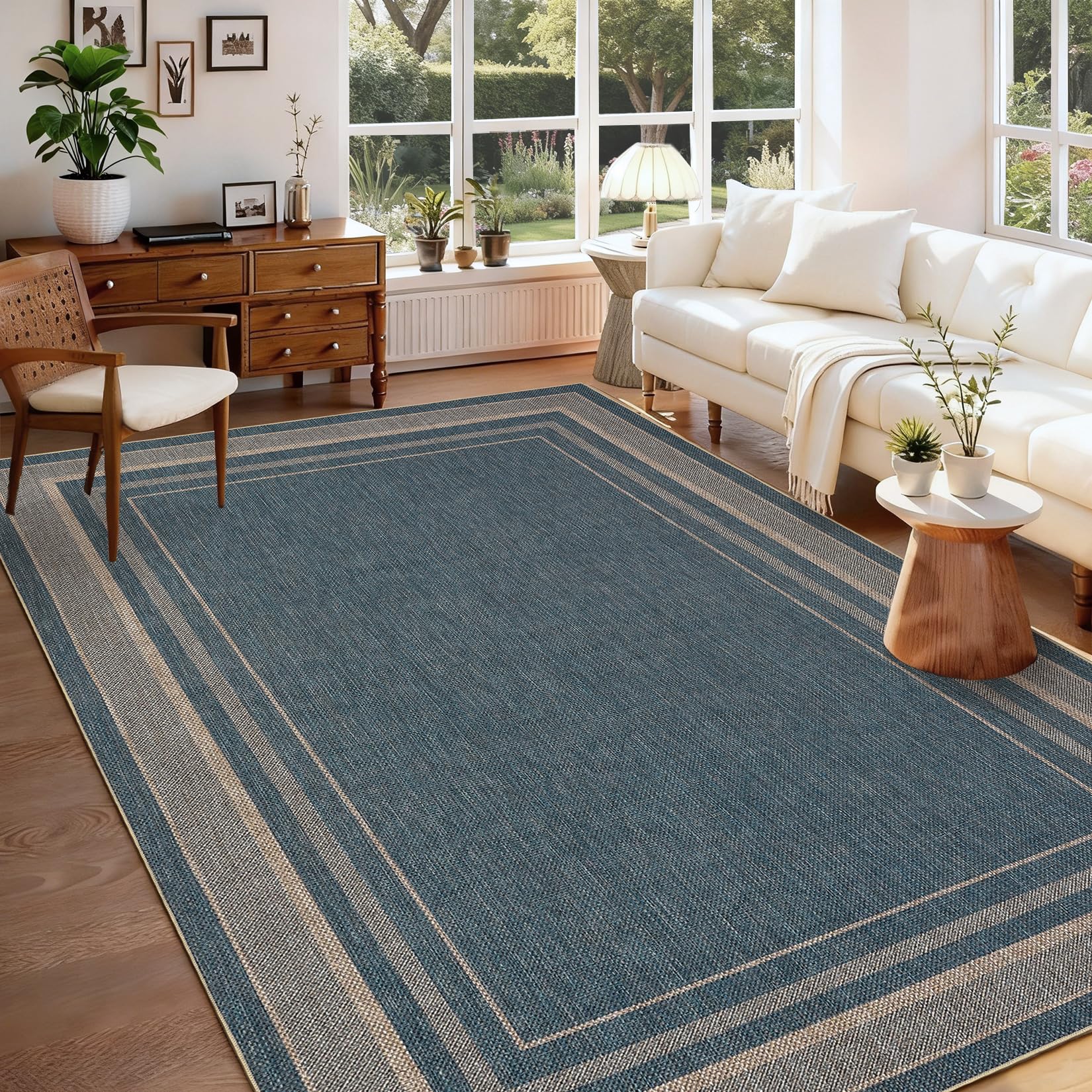 2x6 Runner Rug for Hallway Modern Solid Washable Kitchen Rugs Non Slip Outdoor Patio Runner Rugs Indoor Outdoor Easy Jute Rug Neutral Easy Jute Runners for Porch Entryway Living Room Bedroom, Natural
