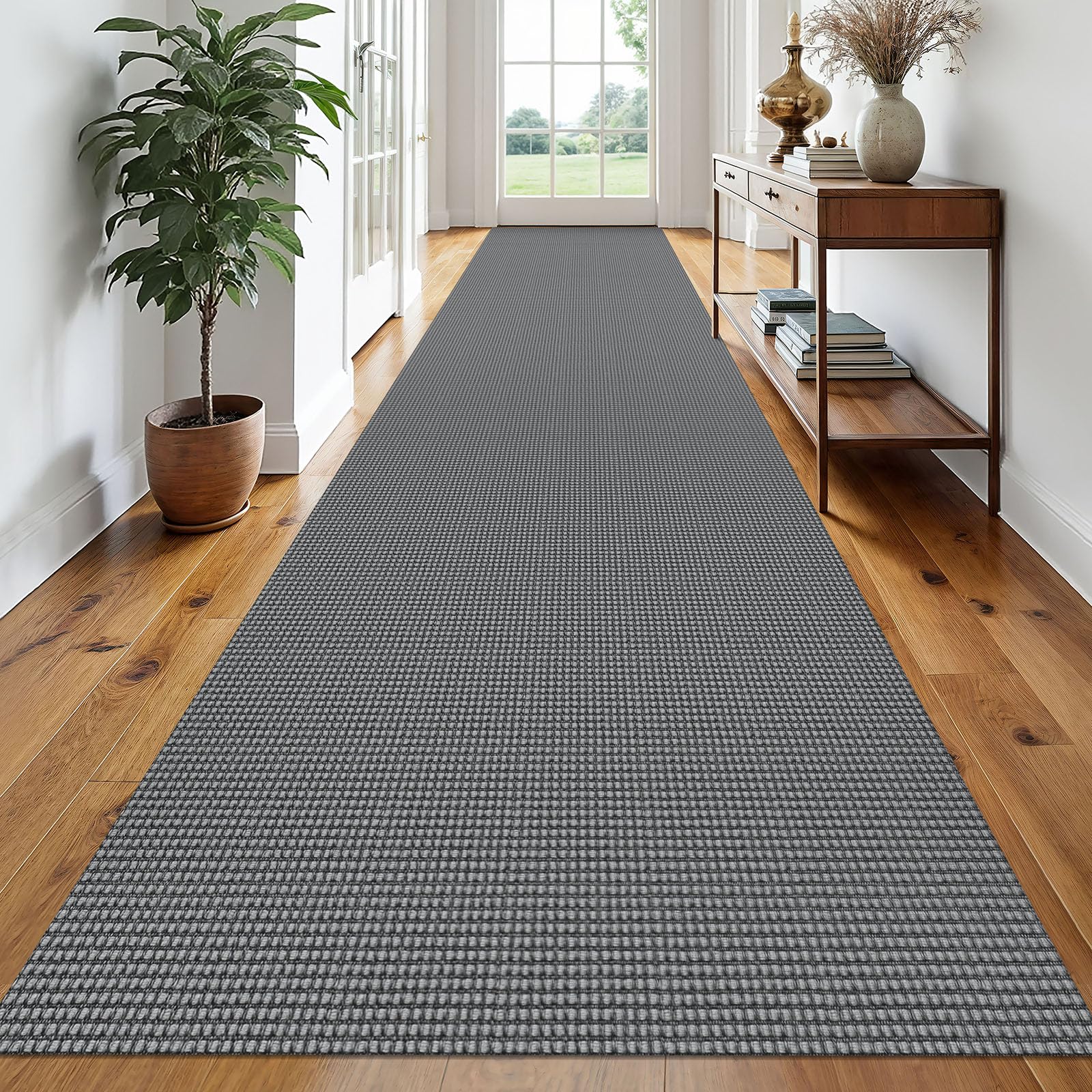 EARTHALL Woven Runner Rug 2x5 Ft Washable Runners for Hallways Cotton Non Slip Rubber Backed Kitchen Runner Braided Indoor Floor Carpet for Entryway, Hallway, Kitchen, Bedroom, Orange/Tan/Brown