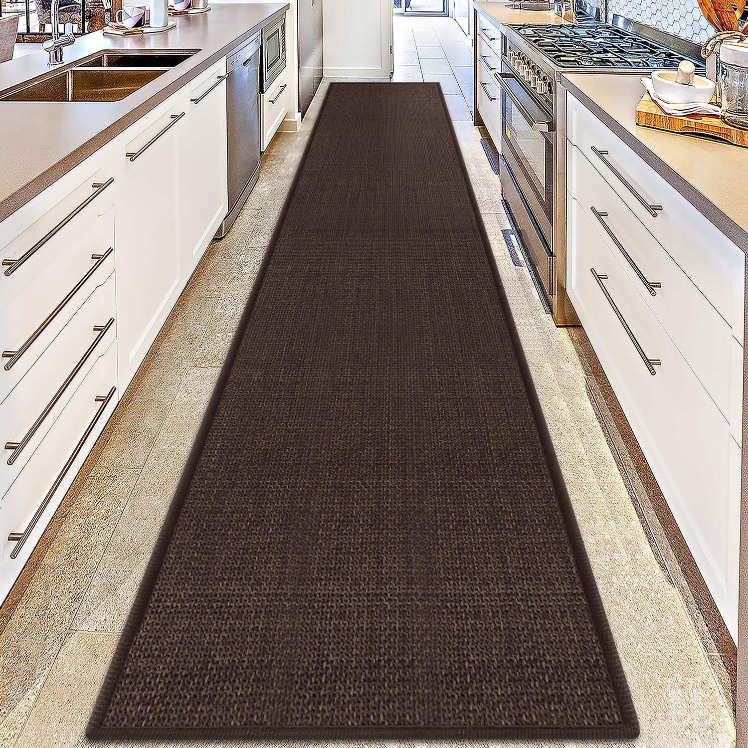 GOYLSER 10 ft Washable Runner Rug Jute Carpet Runner for Hallway, Non Slip Bath Rug Runner Mat, Beige Indoor Runner Rugs for Entryway