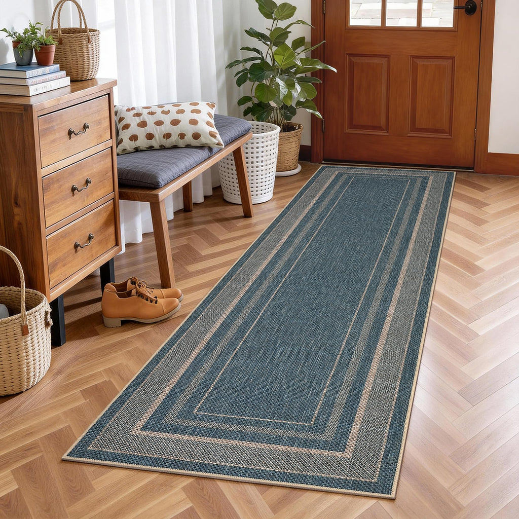 2x6 Runner Rug for Hallway Modern Solid Washable Kitchen Rugs Non Slip Outdoor Patio Runner Rugs Indoor Outdoor Easy Jute Rug Neutral Easy Jute Runners for Porch Entryway Living Room Bedroom, Natural