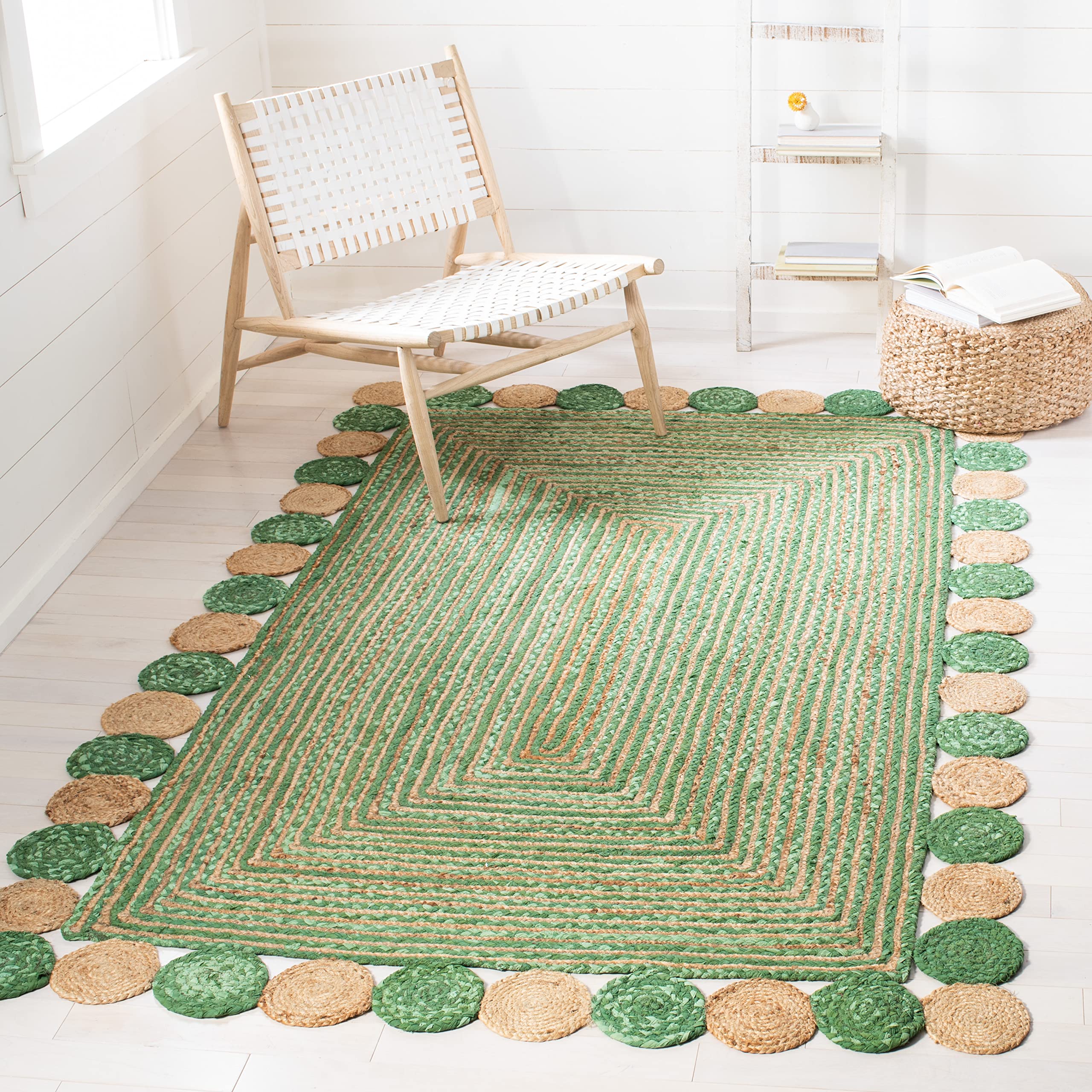 SAFAVIEH Cape Cod Collection Runner Rug - 2'3" x 6', Beige & Multi, Handmade Boho Braided Jute & Cotton, Ideal for High Traffic Areas in Living Room, Bedroom (CAP201B)