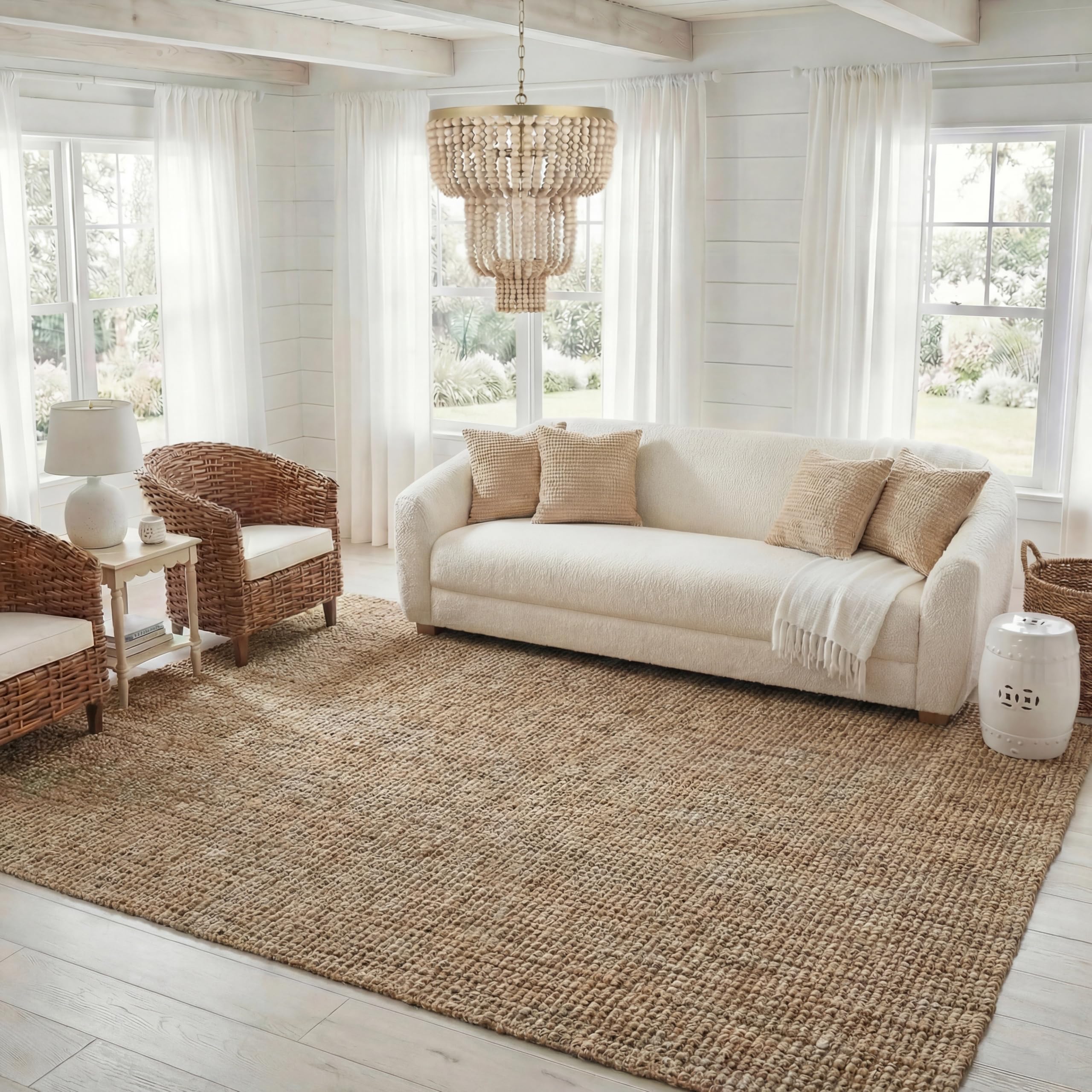 SAFAVIEH Natural Fiber Collection Runner Rug - 2'6" x 6', Natural Brown, Handmade Jute, Farmhouse Style, Chunky Textured Thick Pile (NF447A)