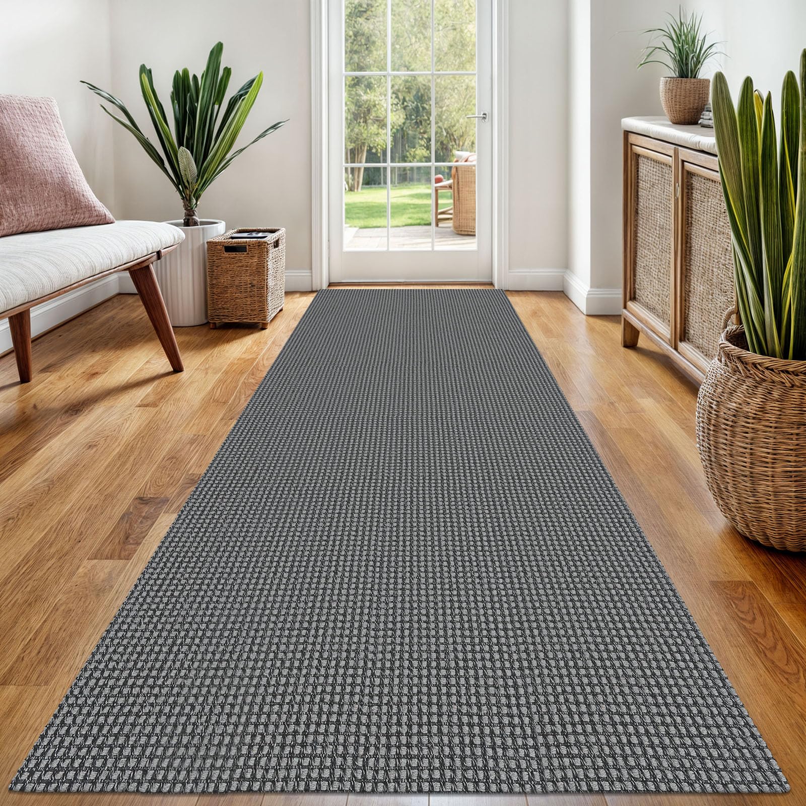 EARTHALL Woven Runner Rug 2x5 Ft Washable Runners for Hallways Cotton Non Slip Rubber Backed Kitchen Runner Braided Indoor Floor Carpet for Entryway, Hallway, Kitchen, Bedroom, Orange/Tan/Brown