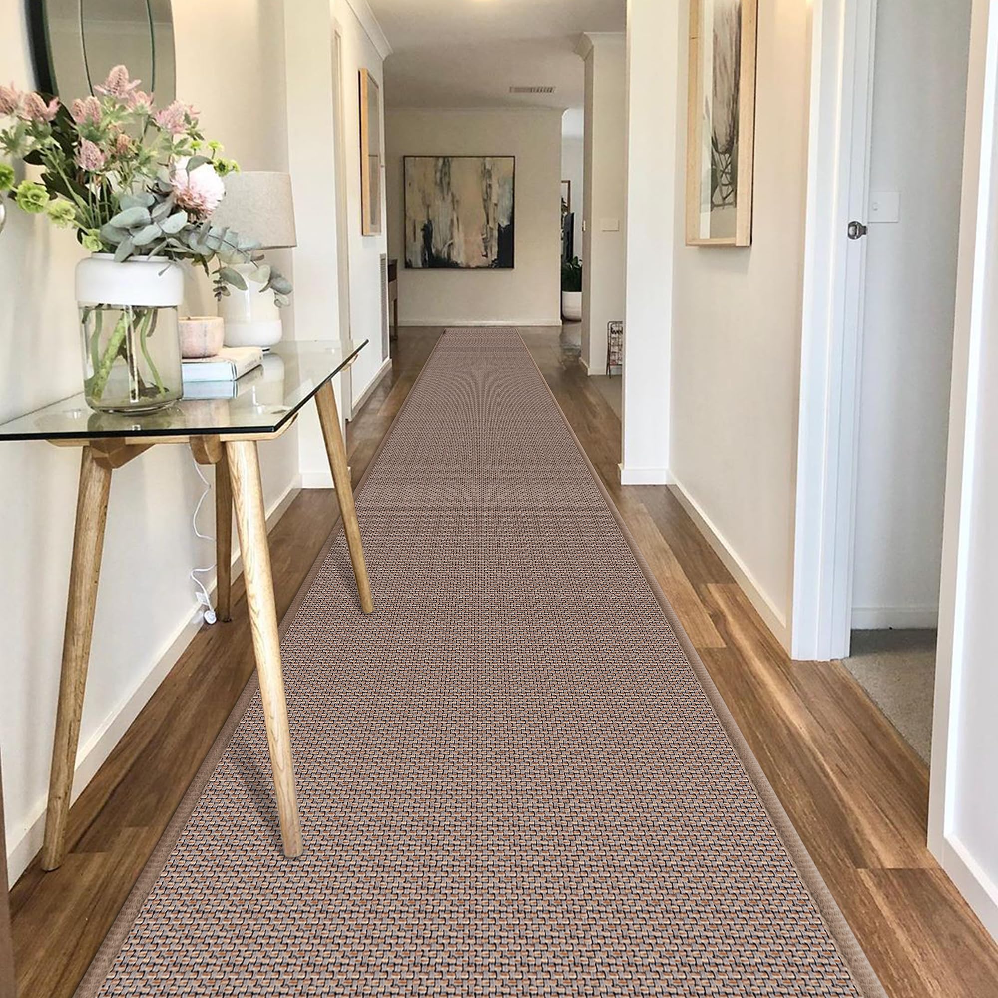GOYLSER 10 ft Washable Runner Rug Jute Carpet Runner for Hallway, Non Slip Bath Rug Runner Mat, Beige Indoor Runner Rugs for Entryway