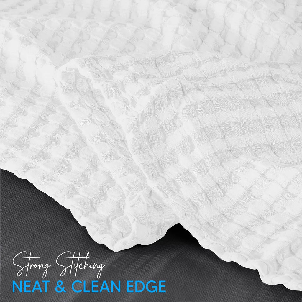 Utopia Bedding 100% Cotton Waffle Weave Blanket Queen Size for Bed - Lightweight, Breathable Summer Blankets Soft and Cozy, Gifts for Women Home Room Decor (White, 90x90 Inch)