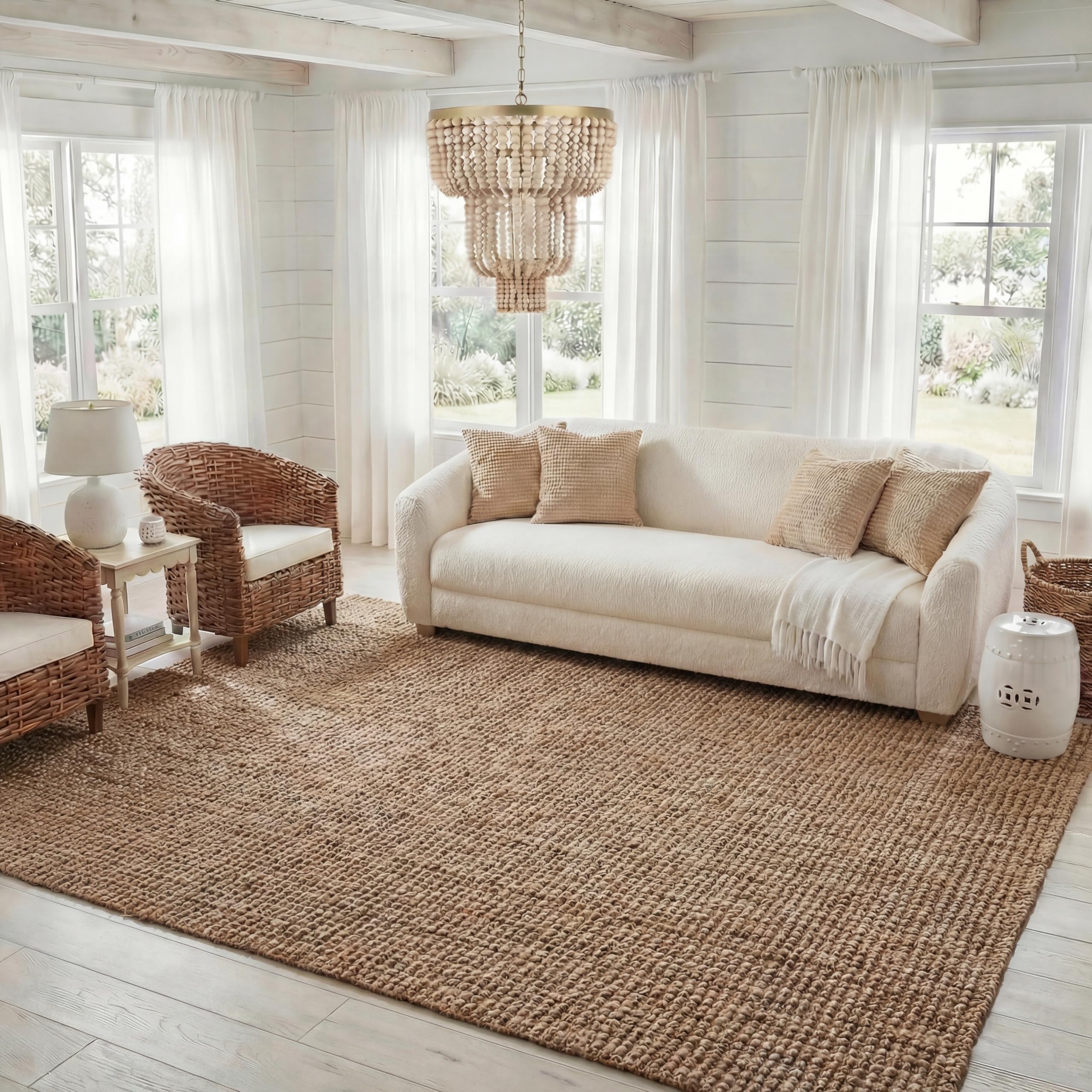 SAFAVIEH Natural Fiber Collection Runner Rug - 2'6" x 6', Natural Brown, Handmade Jute, Farmhouse Style, Chunky Textured Thick Pile (NF447A)