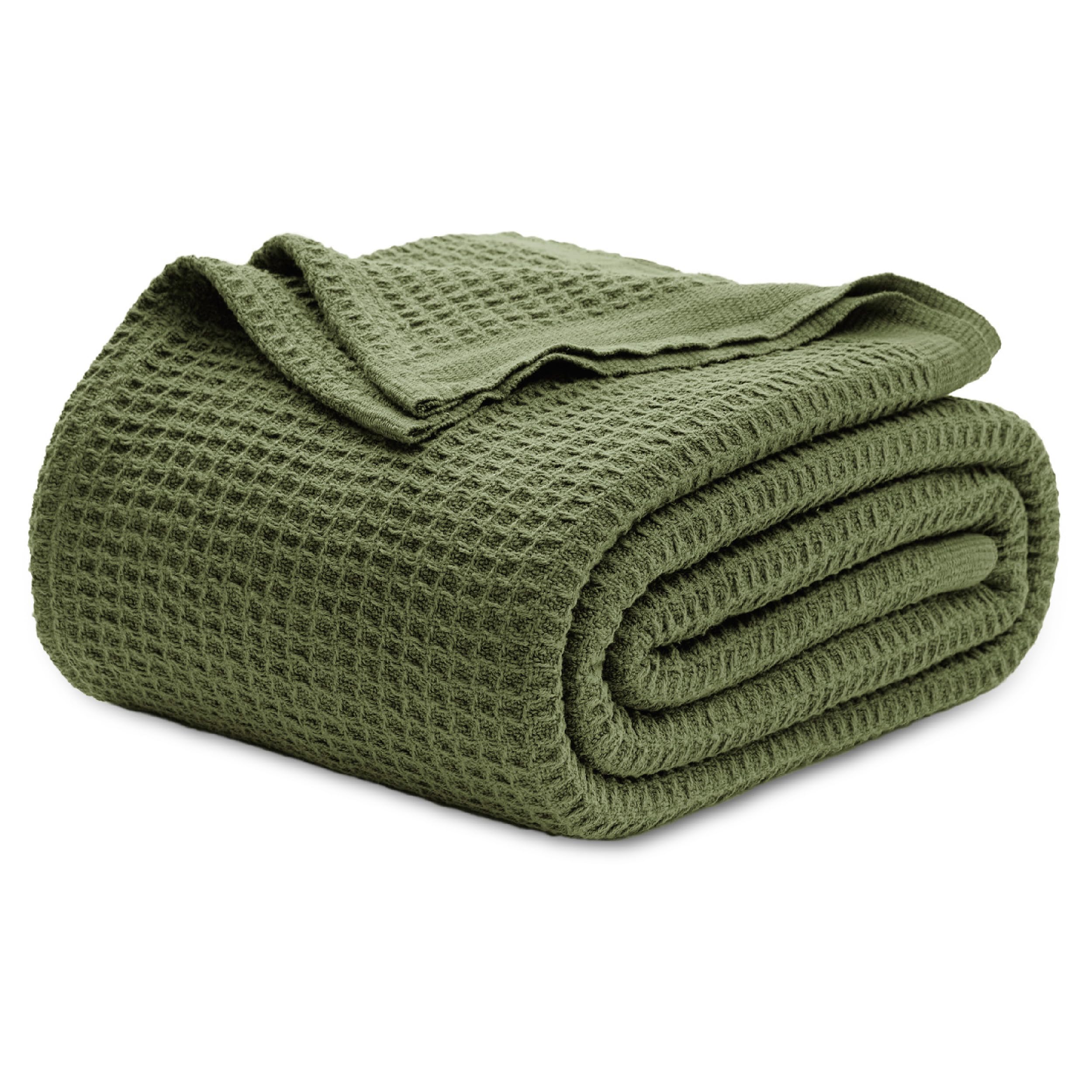 Bedsure Gentlesoft 100% Cotton Blanket Twin XL Size for College Dorm - Cooling Breathable and Soft for Summer, Waffle Weave Twin Blanket for Bed, Dorm Room Essentials, White, 66x90 inches