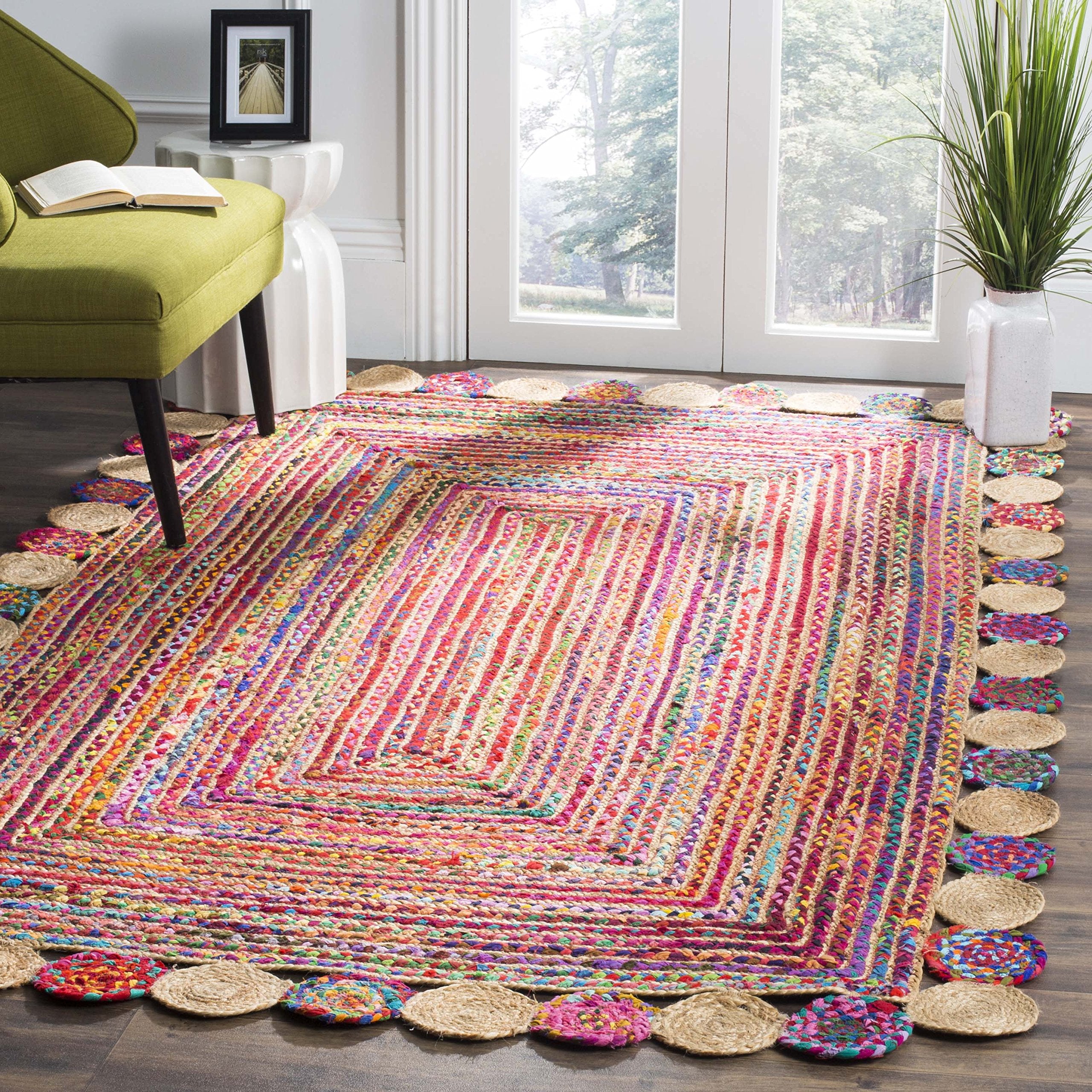 SAFAVIEH Cape Cod Collection Runner Rug - 2'3" x 6', Beige & Multi, Handmade Boho Braided Jute & Cotton, Ideal for High Traffic Areas in Living Room, Bedroom (CAP201B)