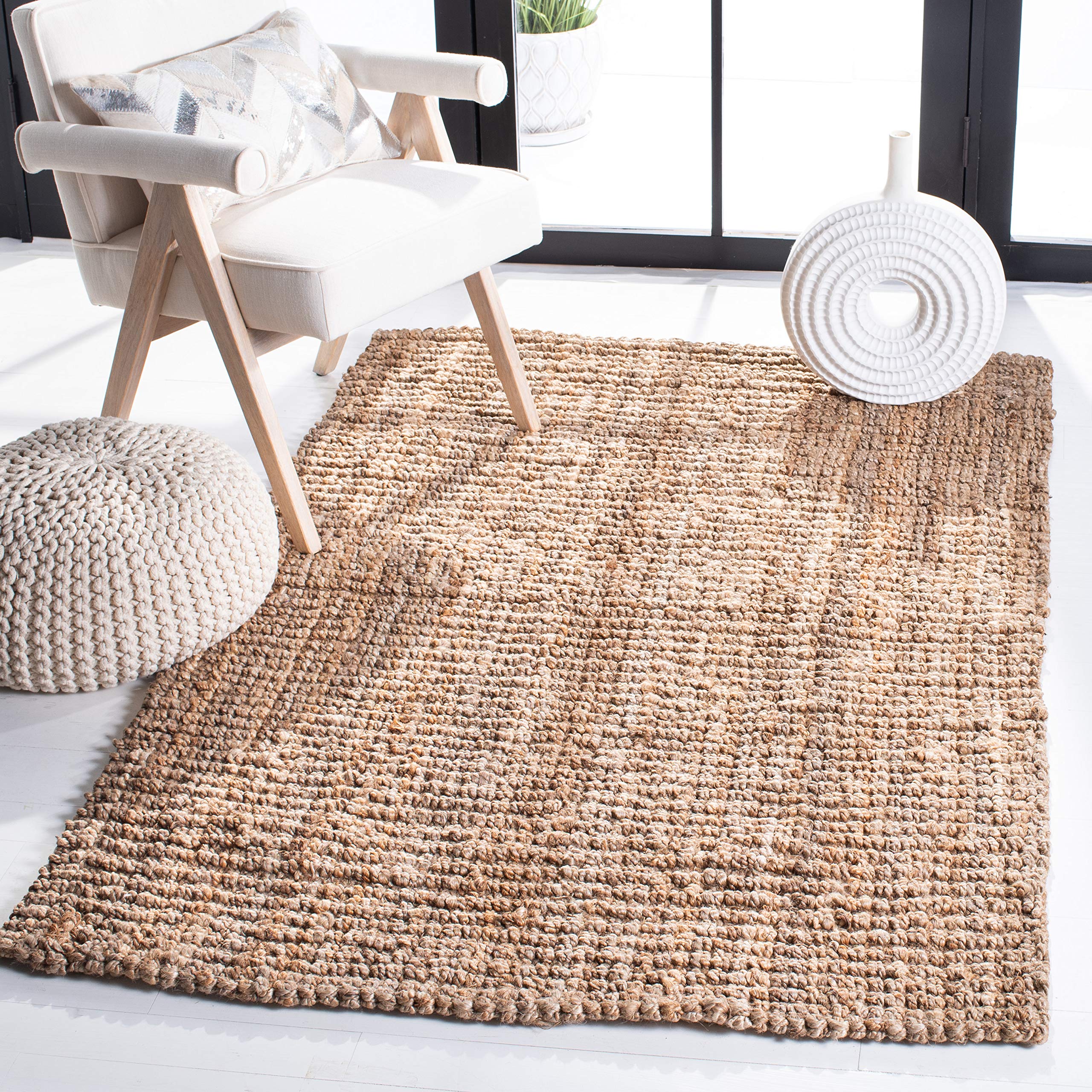 SAFAVIEH Natural Fiber Collection Runner Rug - 2'6" x 6', Natural Brown, Handmade Jute, Farmhouse Style, Chunky Textured Thick Pile (NF447A)