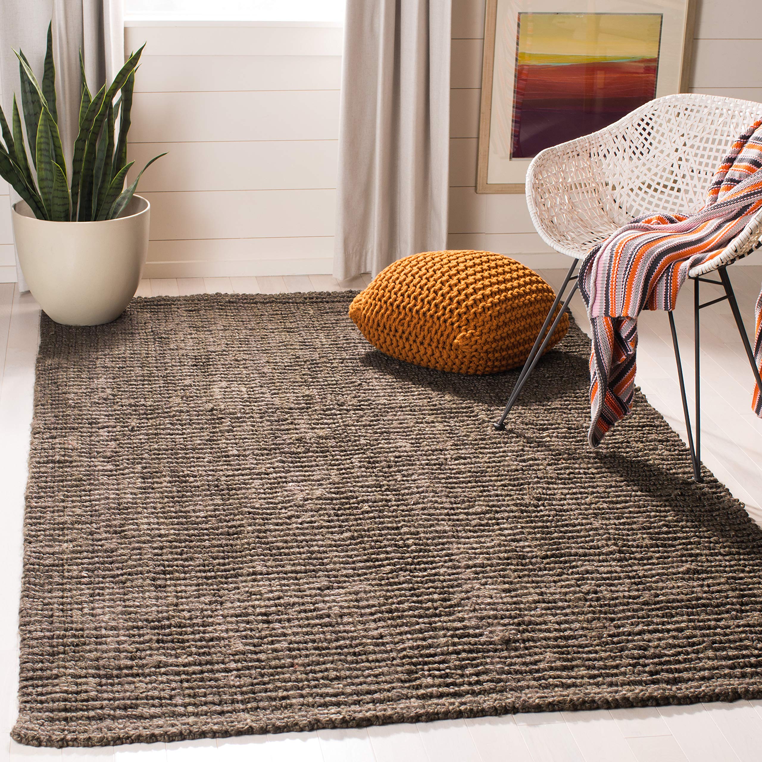 SAFAVIEH Natural Fiber Collection Runner Rug - 2'6" x 6', Natural Brown, Handmade Jute, Farmhouse Style, Chunky Textured Thick Pile (NF447A)