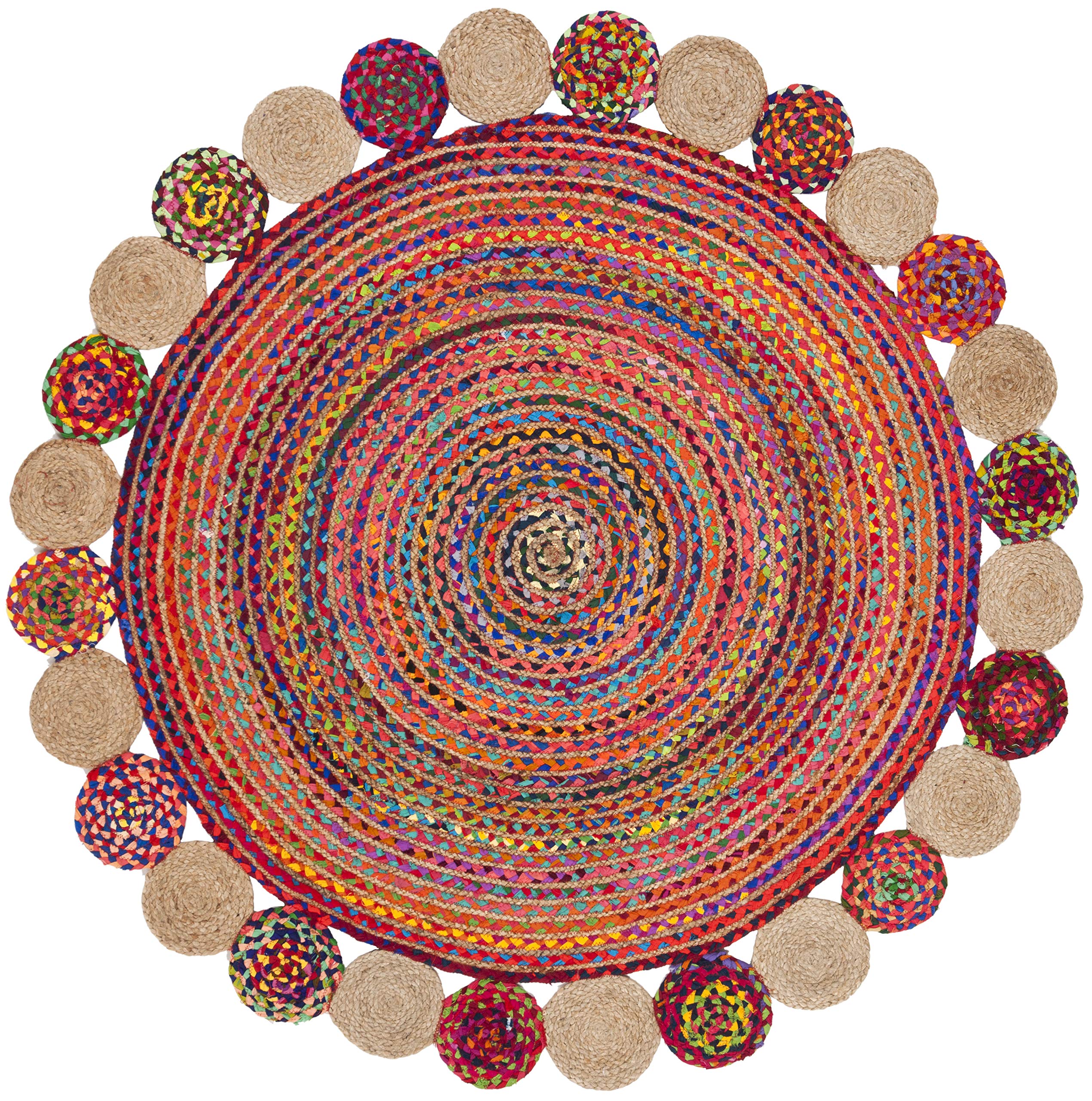 SAFAVIEH Cape Cod Collection Runner Rug - 2'3" x 6', Beige & Multi, Handmade Boho Braided Jute & Cotton, Ideal for High Traffic Areas in Living Room, Bedroom (CAP201B)