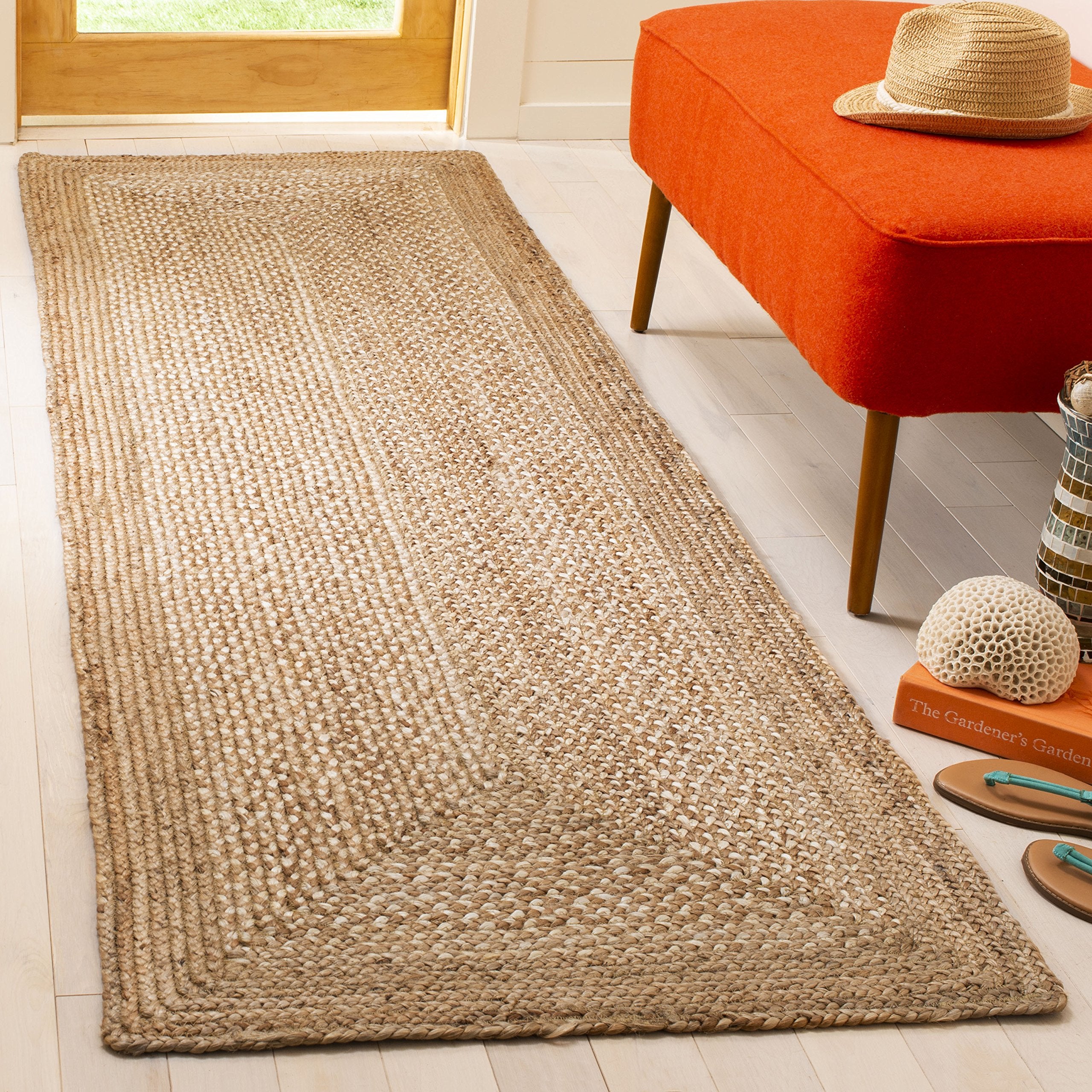 SAFAVIEH Natural Fiber Collection Runner Rug - 2'6" x 10', Natural & Ivory, Handmade Farmhouse Boho Coastal Rustic Jute, Ideal for High Traffic Areas in Living Room, Bedroom (NF885B)