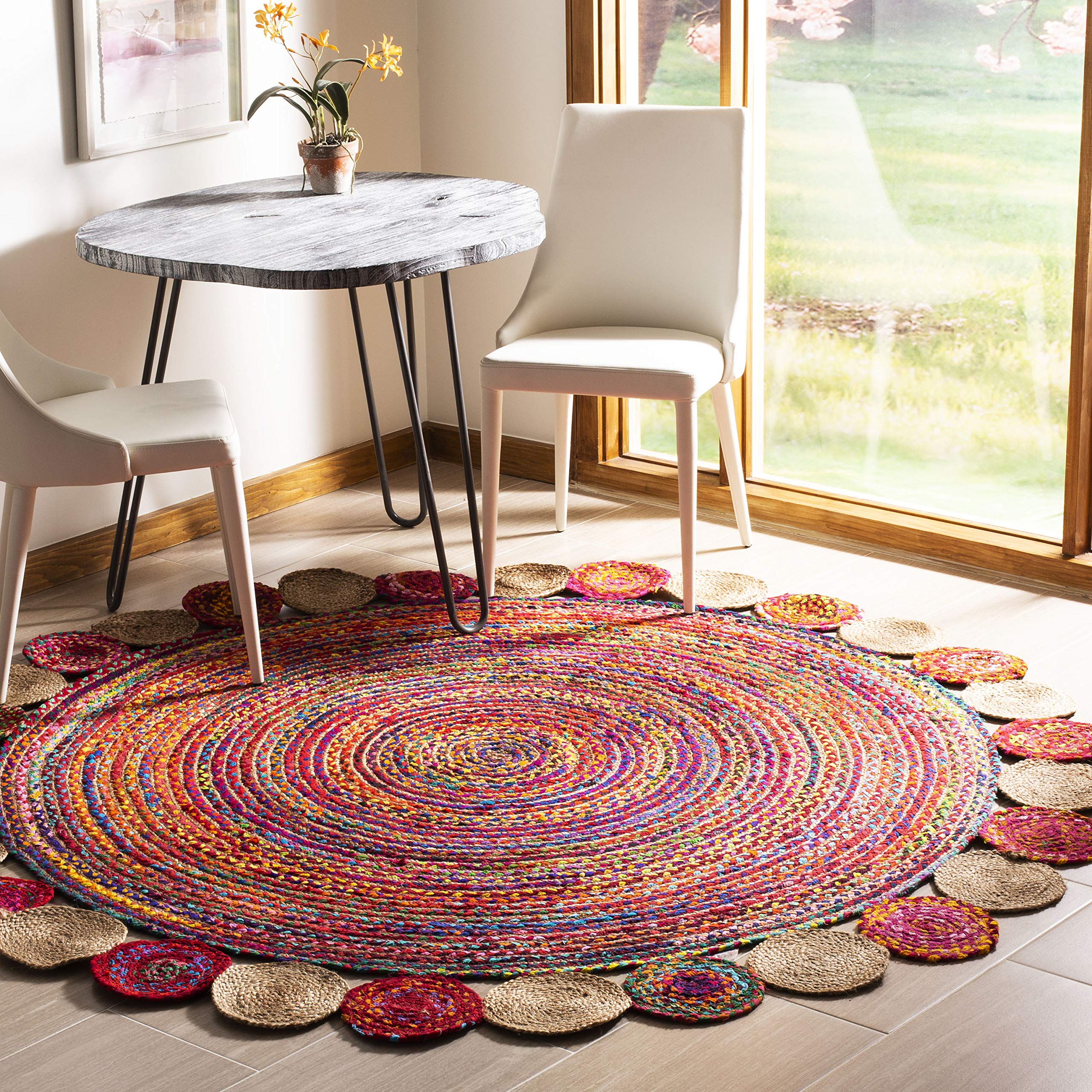 SAFAVIEH Cape Cod Collection Runner Rug - 2'3" x 6', Beige & Multi, Handmade Boho Braided Jute & Cotton, Ideal for High Traffic Areas in Living Room, Bedroom (CAP201B)