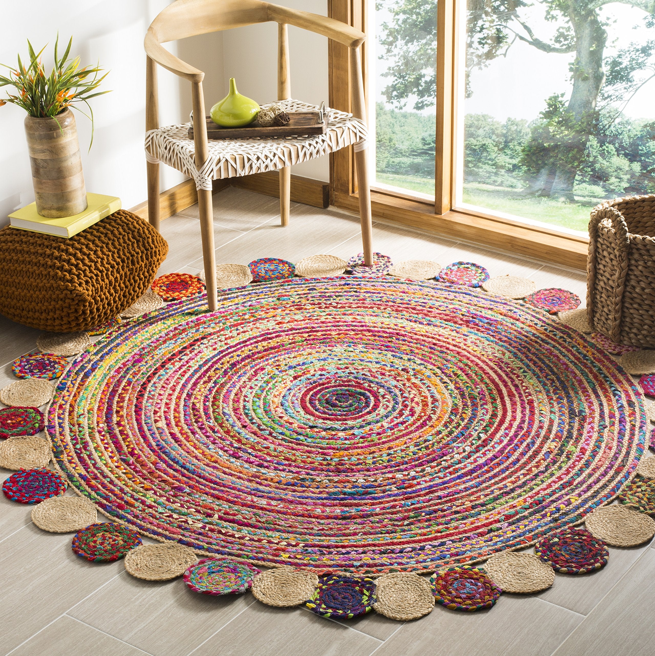 SAFAVIEH Cape Cod Collection Runner Rug - 2'3" x 6', Beige & Multi, Handmade Boho Braided Jute & Cotton, Ideal for High Traffic Areas in Living Room, Bedroom (CAP201B)