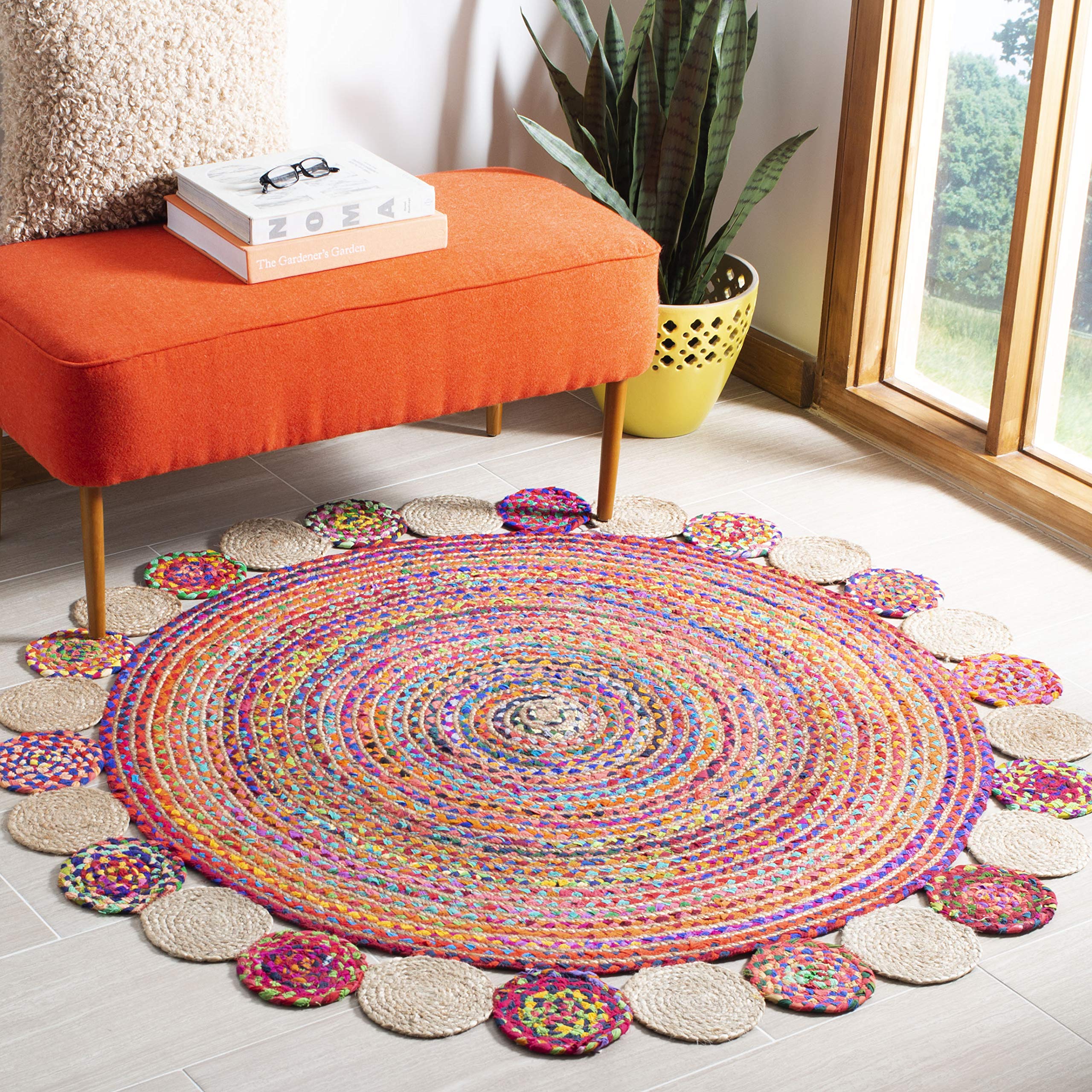 SAFAVIEH Cape Cod Collection Runner Rug - 2'3" x 6', Beige & Multi, Handmade Boho Braided Jute & Cotton, Ideal for High Traffic Areas in Living Room, Bedroom (CAP201B)
