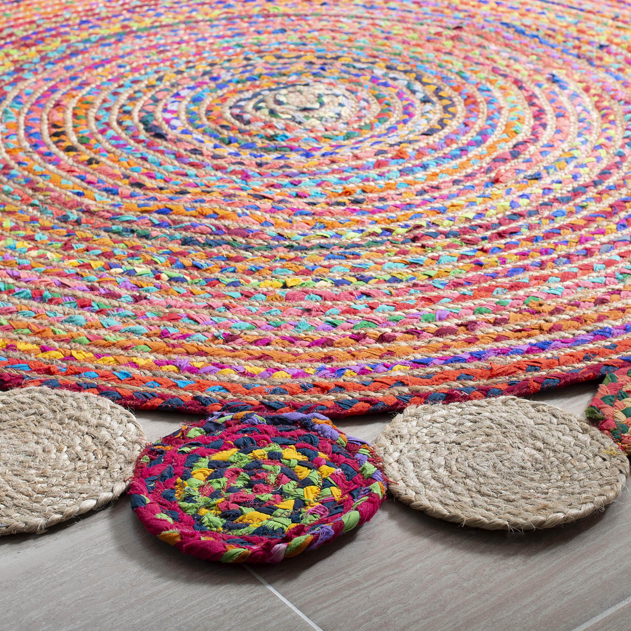 SAFAVIEH Cape Cod Collection Runner Rug - 2'3" x 6', Beige & Multi, Handmade Boho Braided Jute & Cotton, Ideal for High Traffic Areas in Living Room, Bedroom (CAP201B)