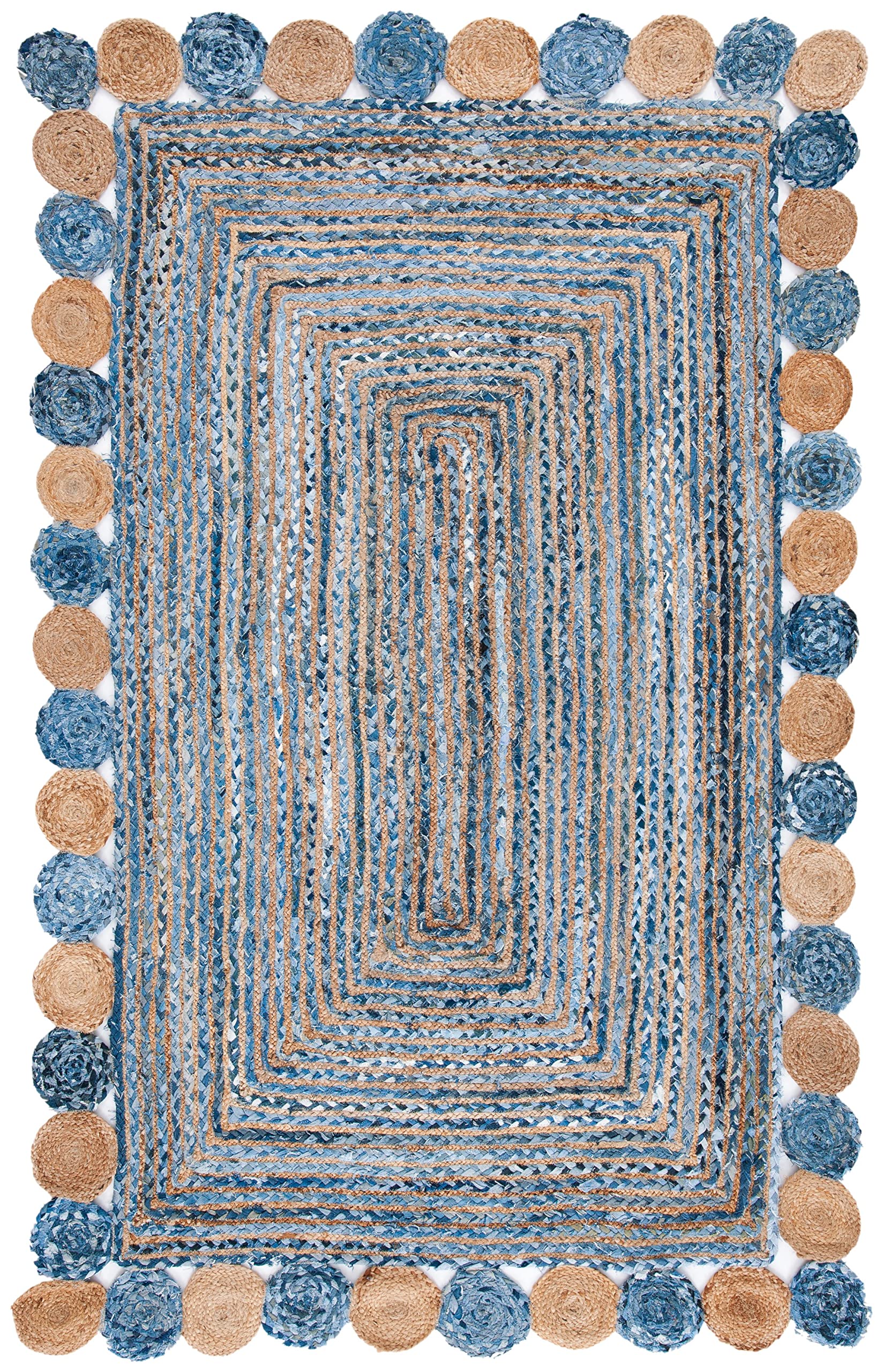 SAFAVIEH Cape Cod Collection Runner Rug - 2'3" x 6', Beige & Multi, Handmade Boho Braided Jute & Cotton, Ideal for High Traffic Areas in Living Room, Bedroom (CAP201B)