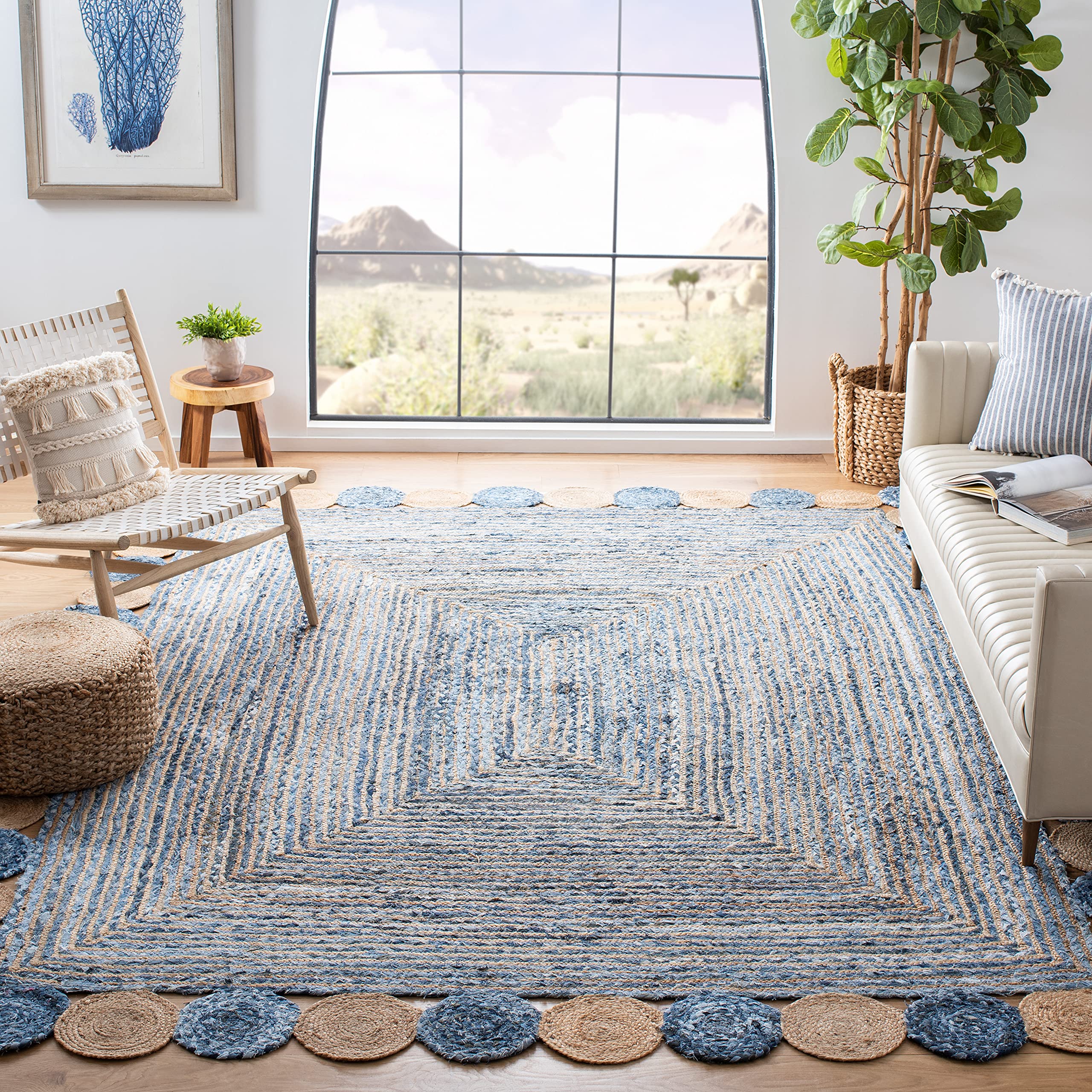 SAFAVIEH Cape Cod Collection Runner Rug - 2'3" x 6', Beige & Multi, Handmade Boho Braided Jute & Cotton, Ideal for High Traffic Areas in Living Room, Bedroom (CAP201B)