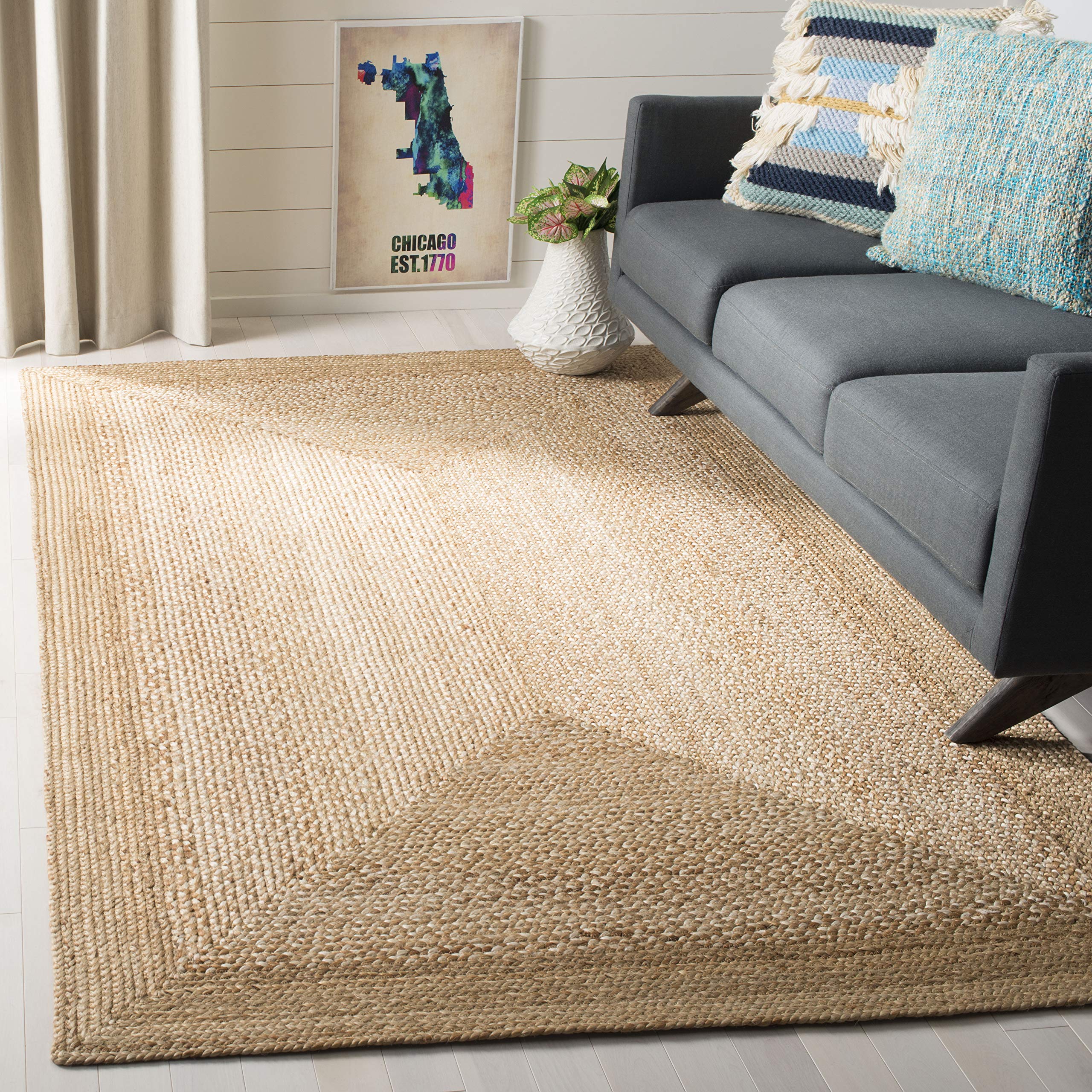 SAFAVIEH Natural Fiber Collection Runner Rug - 2'6" x 10', Natural & Ivory, Handmade Farmhouse Boho Coastal Rustic Jute, Ideal for High Traffic Areas in Living Room, Bedroom (NF885B)
