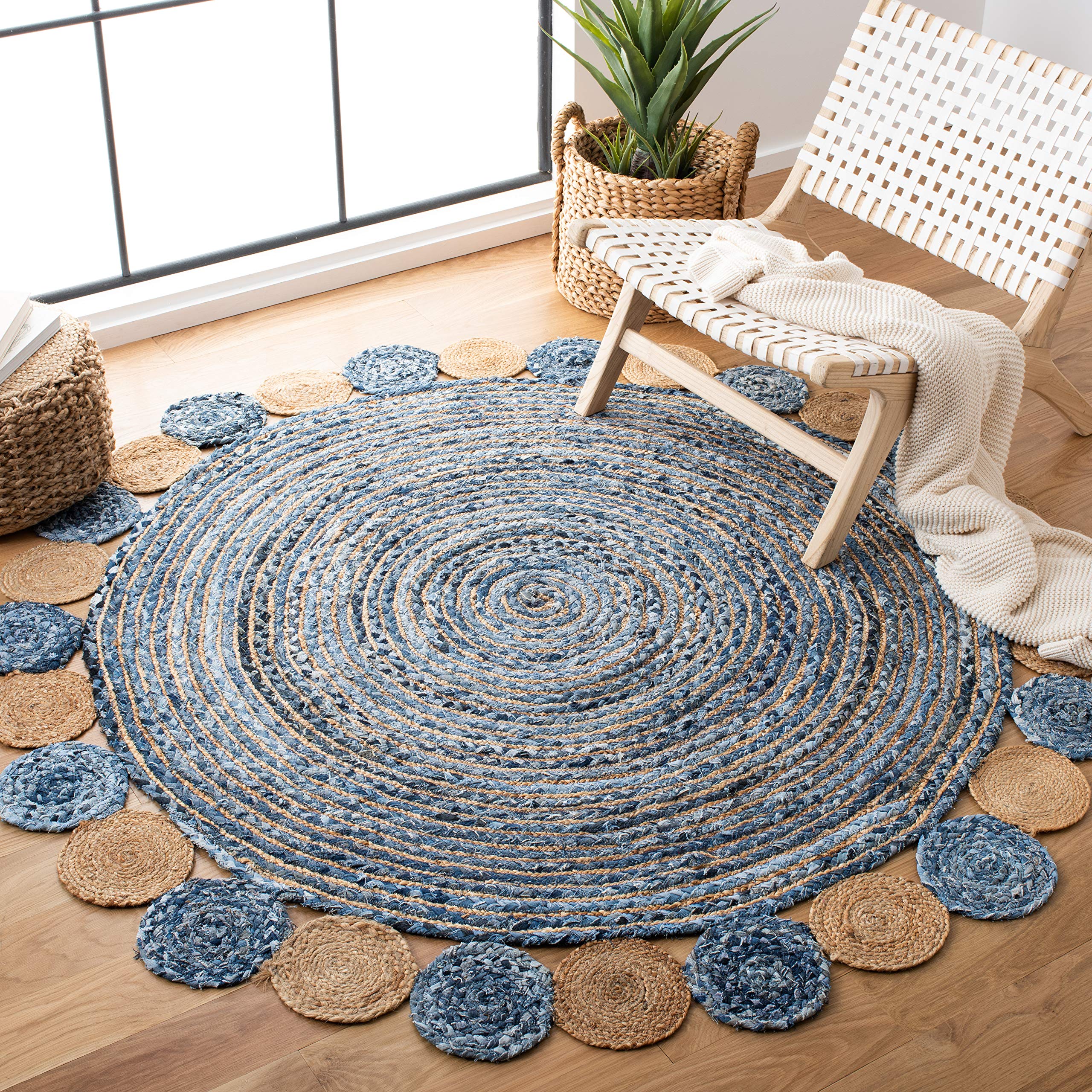 SAFAVIEH Cape Cod Collection Runner Rug - 2'3" x 6', Beige & Multi, Handmade Boho Braided Jute & Cotton, Ideal for High Traffic Areas in Living Room, Bedroom (CAP201B)