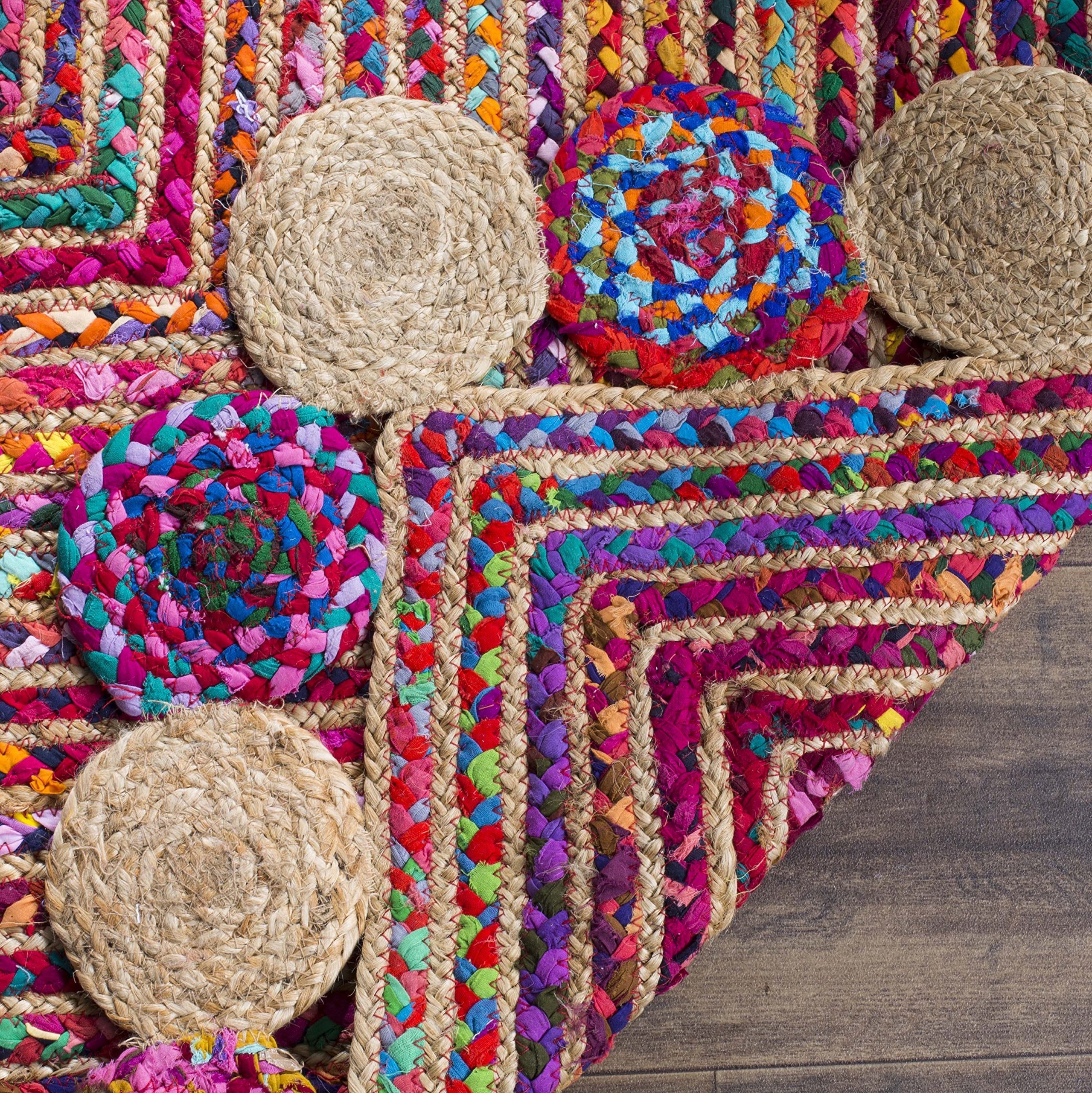 SAFAVIEH Cape Cod Collection Runner Rug - 2'3" x 6', Beige & Multi, Handmade Boho Braided Jute & Cotton, Ideal for High Traffic Areas in Living Room, Bedroom (CAP201B)